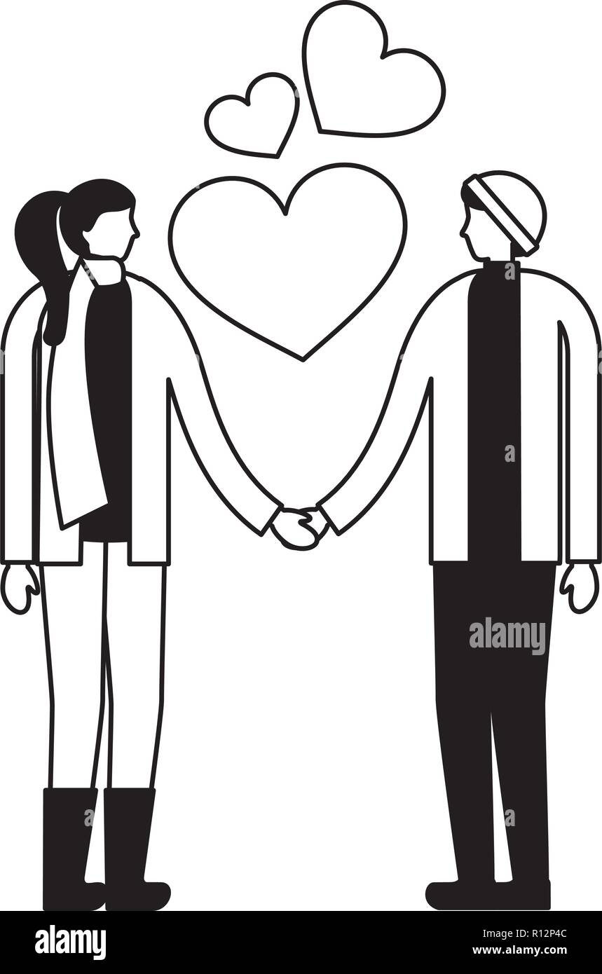 two people in love holding hands drawing