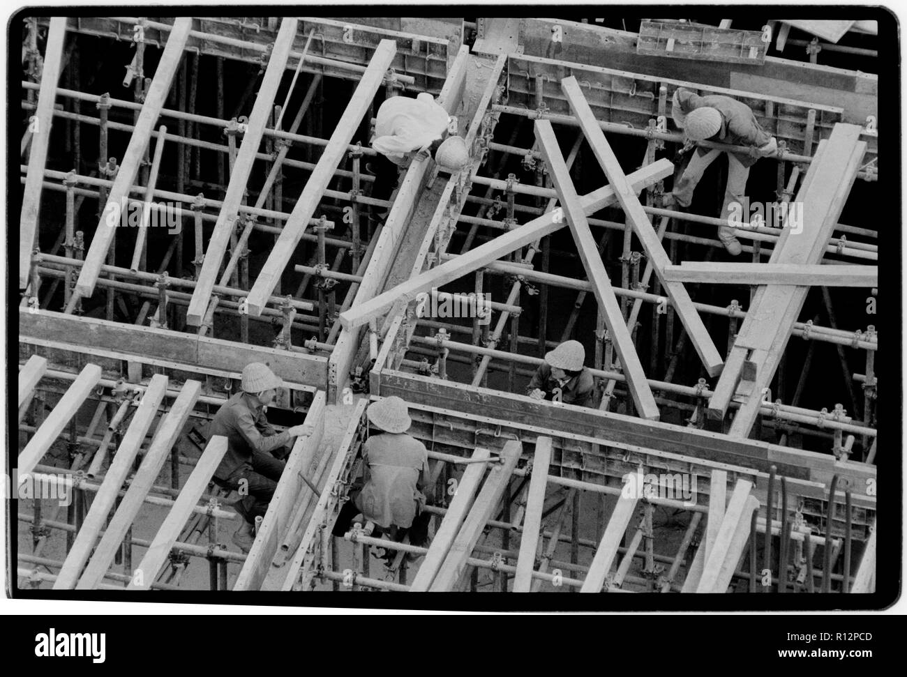 China Shanghai a few days after the massacre in Tiananmen Square in June 1989. Scans made in 2018 Building work in Shanghai 1989 Stock Photo