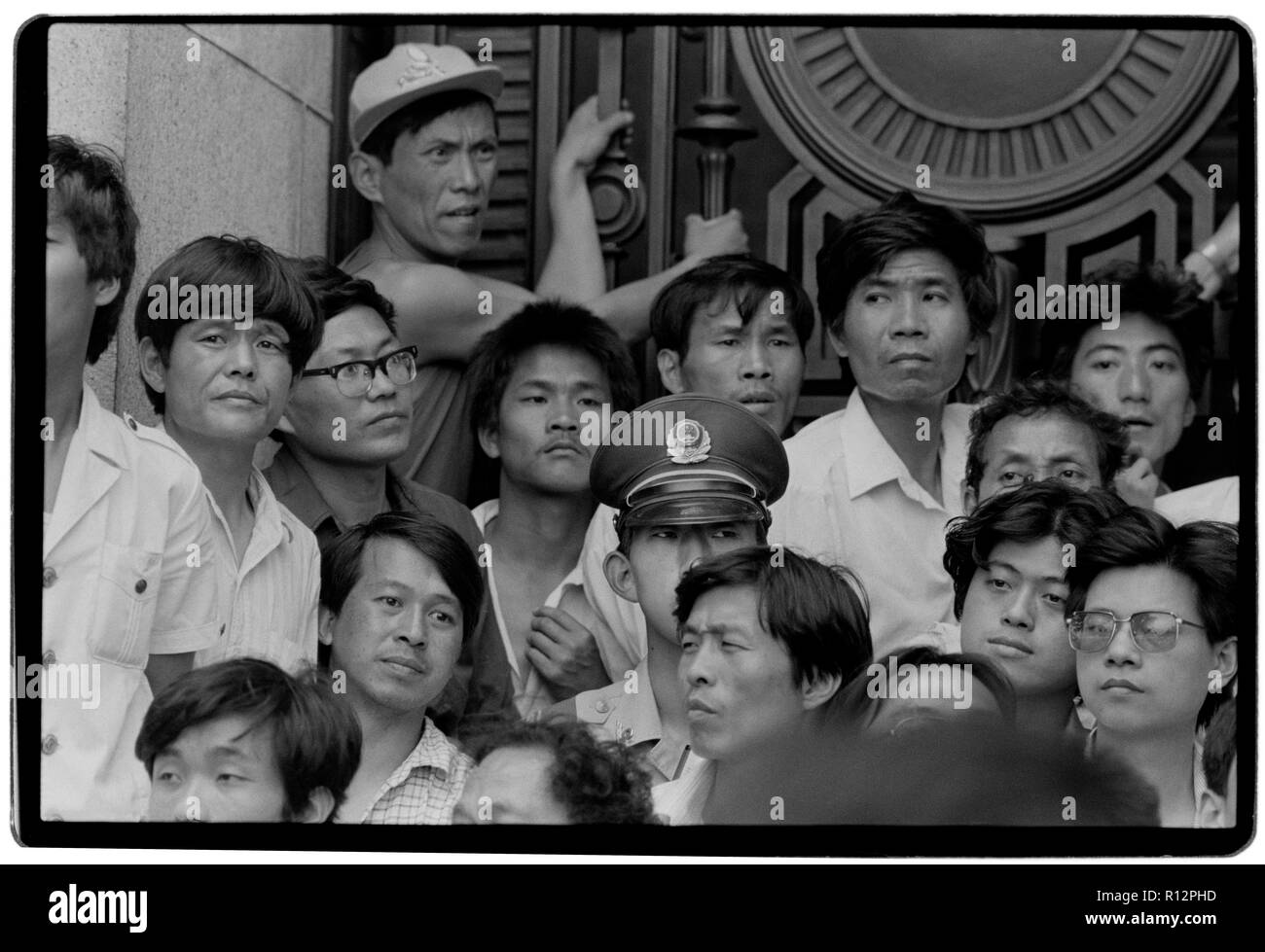 China Shanghai a few days after the massacre in Tiananmen Square in June 1989. Scans made in 2018 Students march along the Bund in Shaghai in protest at the deaths of fellow students in Beijing. Stock Photo