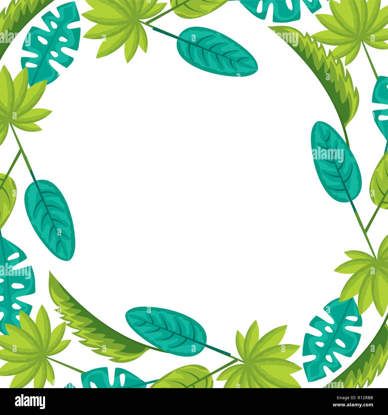 frame decoration natural leaves tropical vector illustration Stock ...
