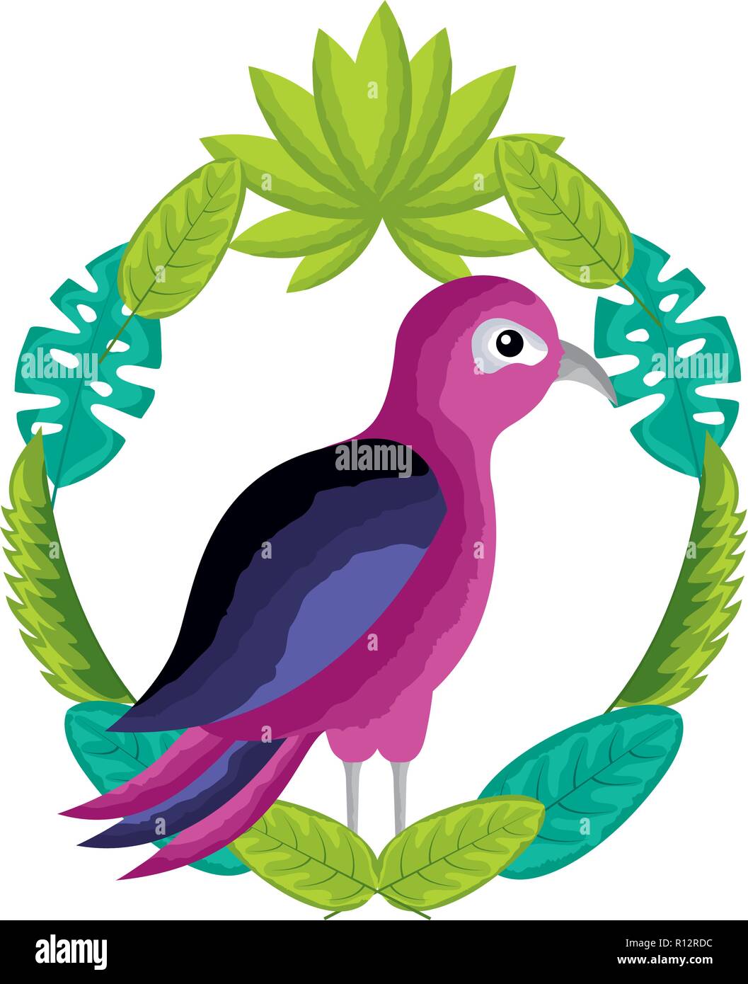 bird leaves tropical on white background vector illustration Stock ...