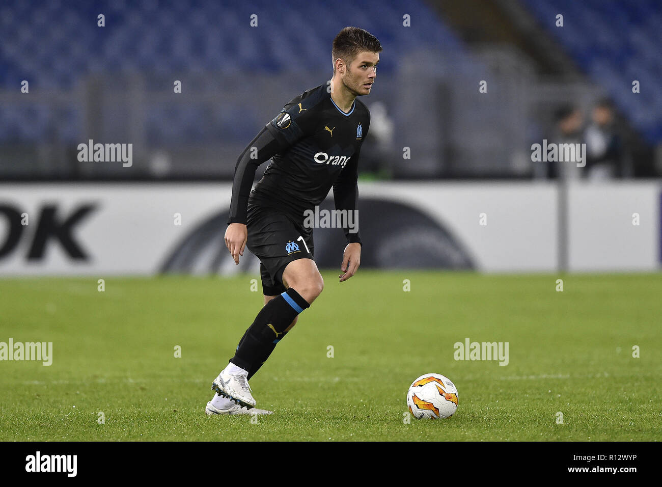 Rome, Italy. 8th November, 2018. Duje Caleta-Car of Olimpique de Marseille during the UEFA Europa League Group Stage match between Lazio and Olympique de Marseille at Stadio Olimpico, Rome, Italy on 8 November 2018. Photo by Giuseppe Maffia. Credit: UK Sports Pics Ltd/Alamy Live News Stock Photo