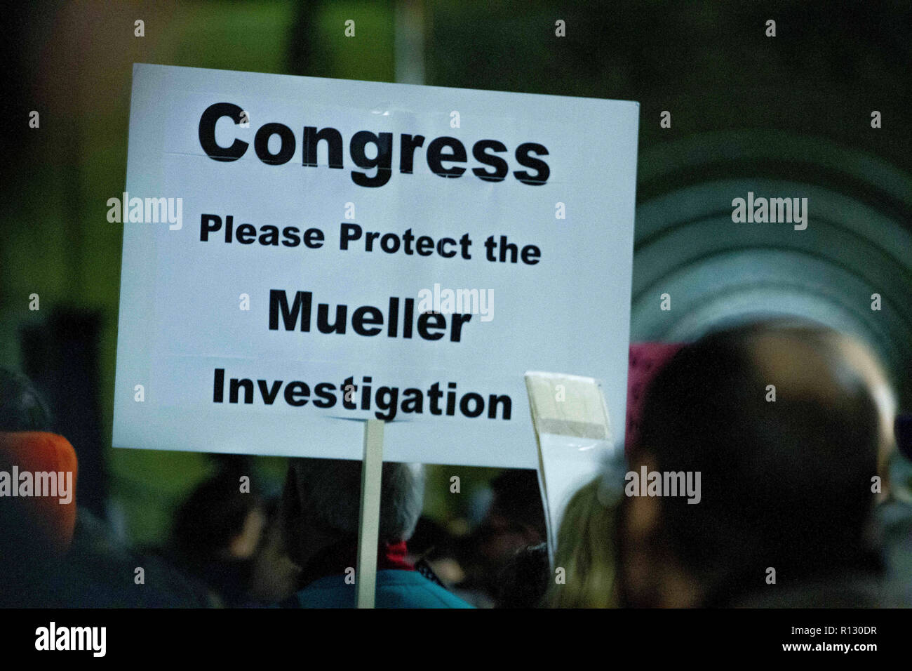 Philadelphia, Pennsylvania, USA. November 8, 2018 - Hundreds of protestors gather and march in Philadelphia, November 8, 2018 in an event pre-planned by organizers and triggered by President Trump's firing of Attorney General Sessions and appointment of Matthew Whitaker as Acting AG, seen as a potential threat against the Mueller investigation. Credit: Michael Candelori/ZUMA Wire/Alamy Live News Stock Photo