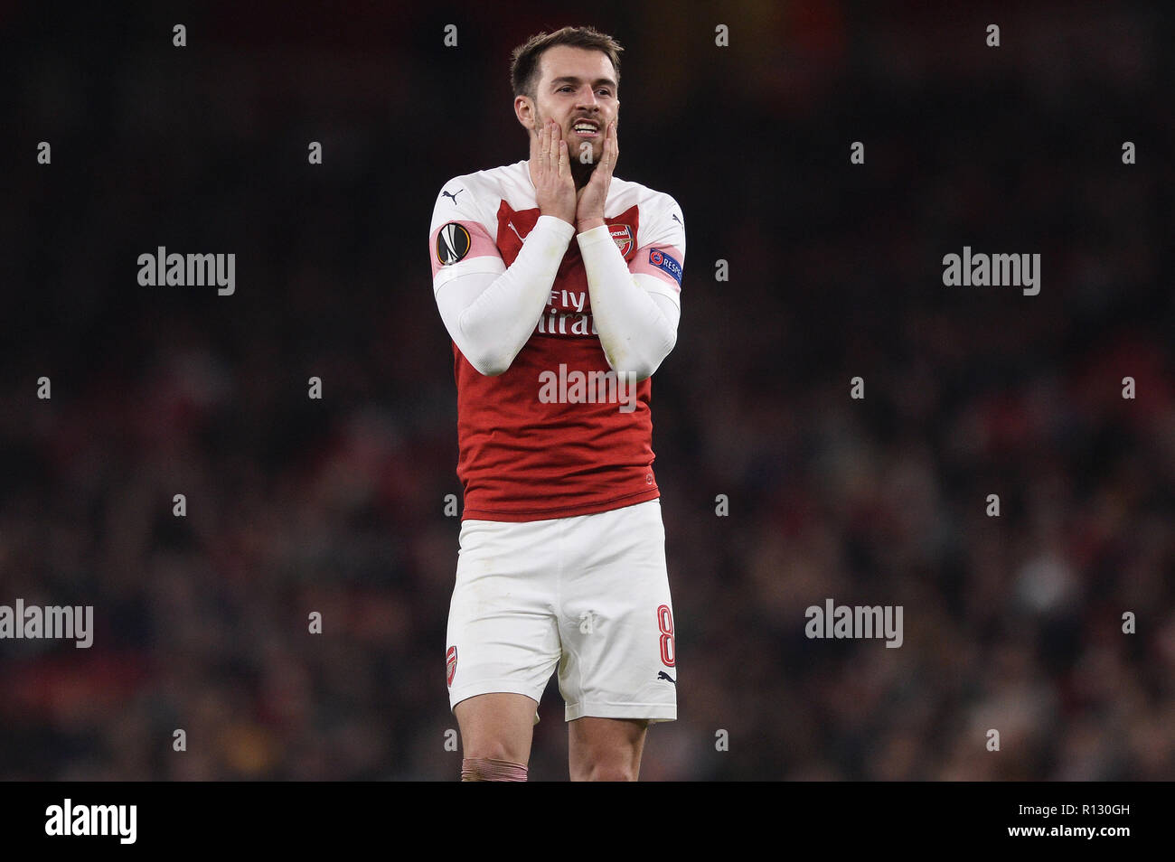 London, UK. 8th November, 2018. Aaron Ramsey of Arsenal - Arsenal v Sporting CP, UEFA Europa League - Group E, Emirates Stadium, London (Holloway) - 8th November 2018 Credit: Richard Calver/Alamy Live News Stock Photo