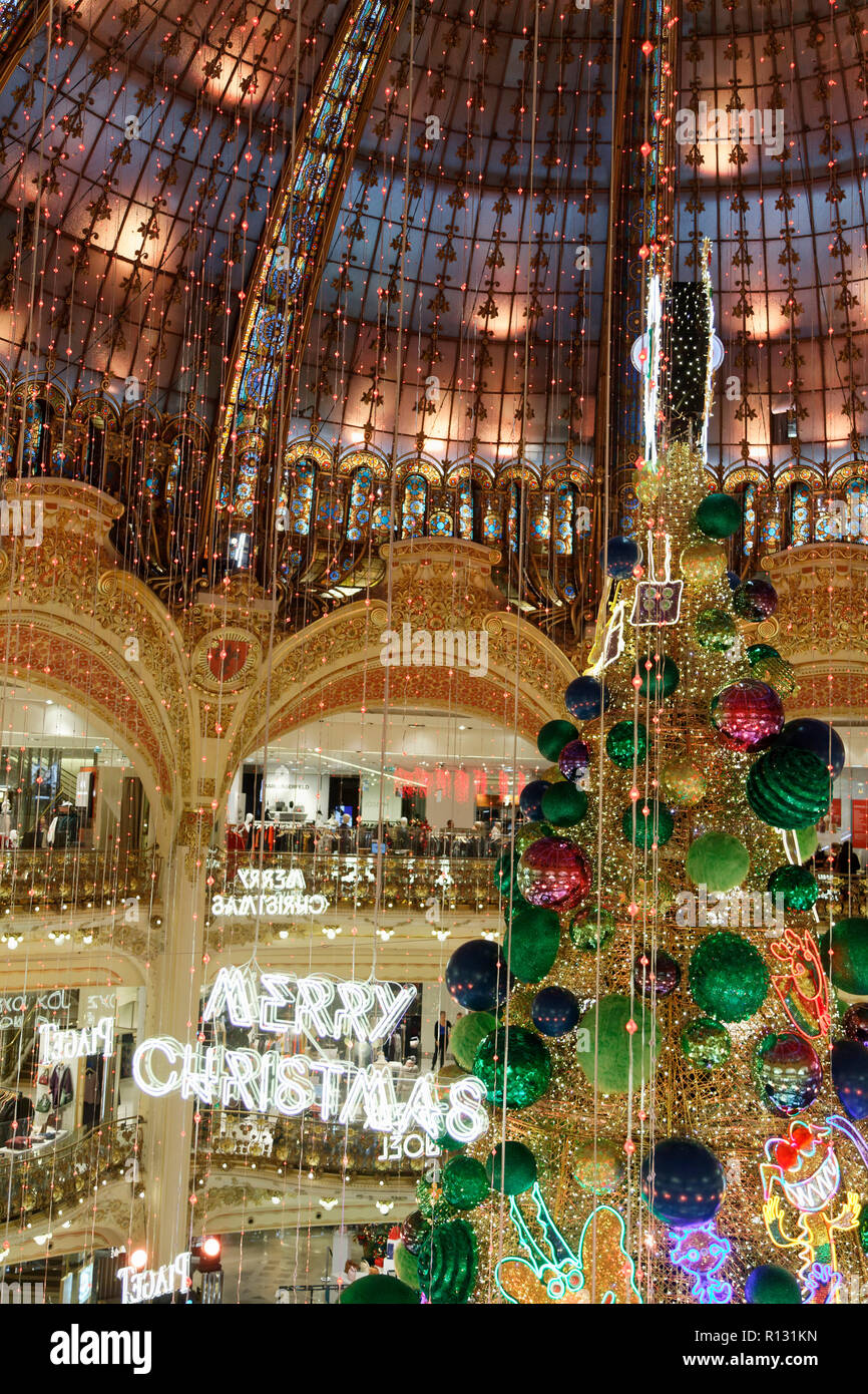 Paris, France. 8th Nov, 2018. Illustration View of Galeries Lafayette