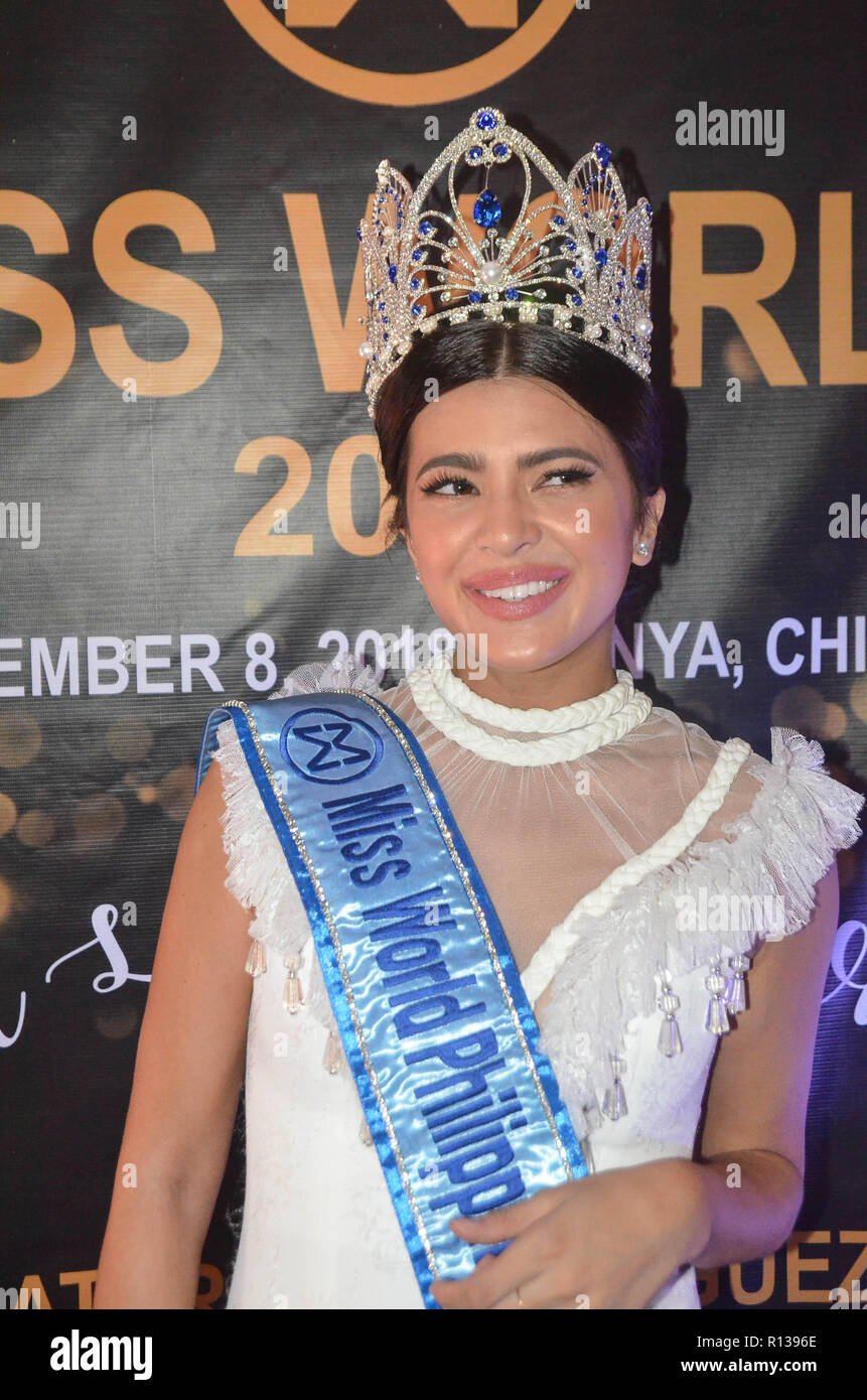 Quezon City, Philippines. 08th Nov, 2018. Miss World Philippines 2018 and Miss Intercontinental Philippines 2017; Katarina Rodriguez during the press conference. Credit: Robert Oswald Alfiler/Pacific Press/Alamy Live News Stock Photo