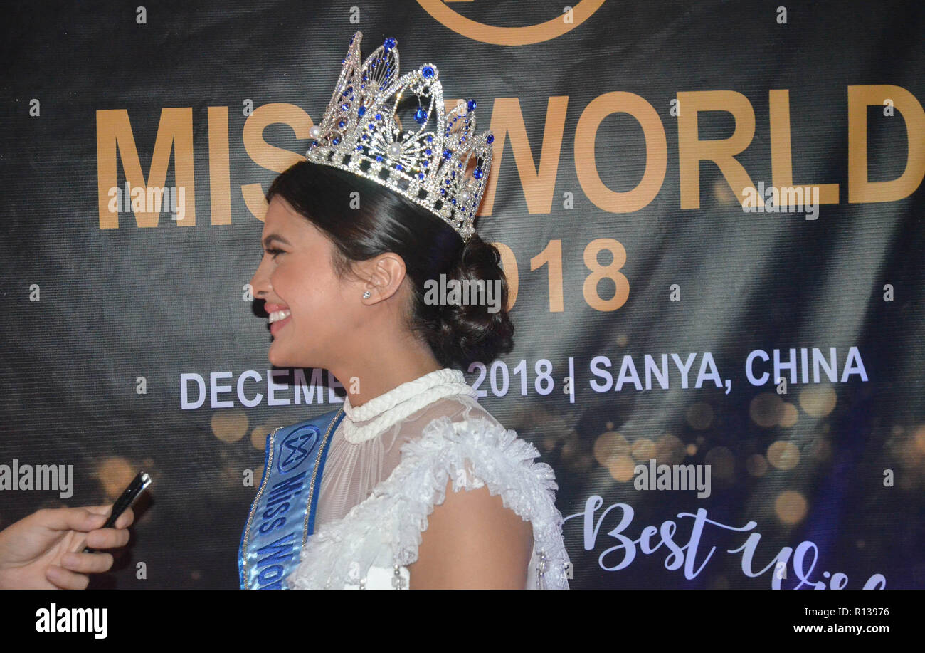 Quezon City, Philippines. 08th Nov, 2018. Miss World Philippines 2018 and Miss Intercontinental Philippines 2017; Katarina Rodriguez during the press conference. Credit: Robert Oswald Alfiler/Pacific Press/Alamy Live News Stock Photo