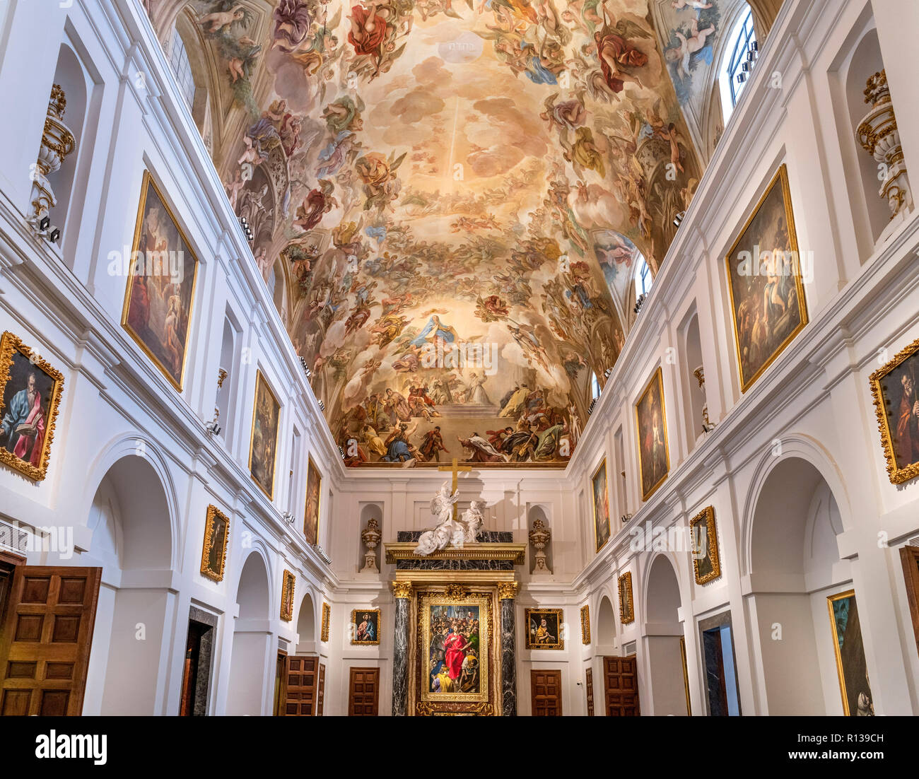 The Sacristy inToledo Cathedral with a ceiling fresco by Luca Giordano (1634-1705), Toledo, Castilla-La Mancha, Spain Stock Photo