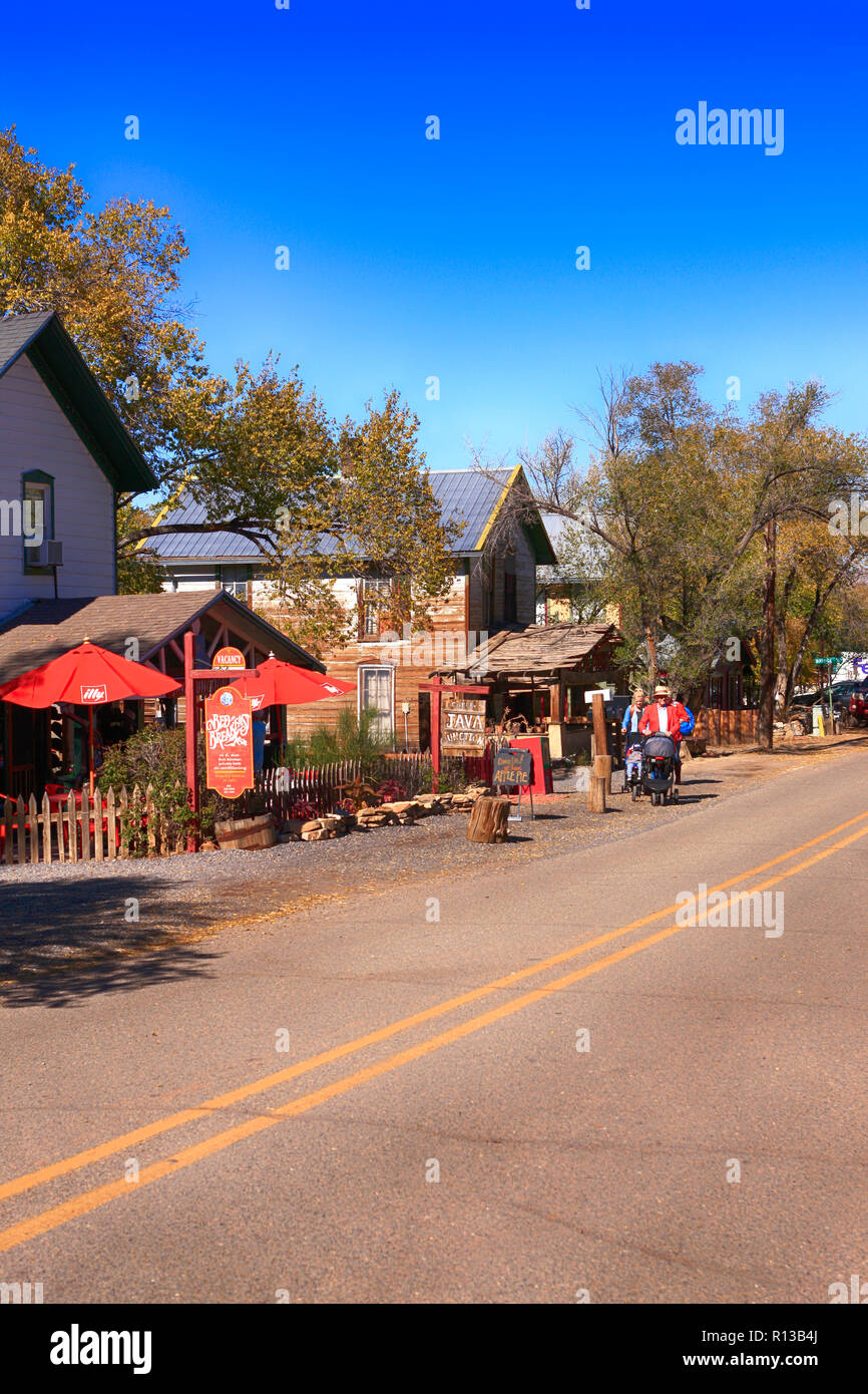 The Java Junction Cafe and Kitchen Goods store on Highway NM-14 in Madrid, New Mexico Stock Photo