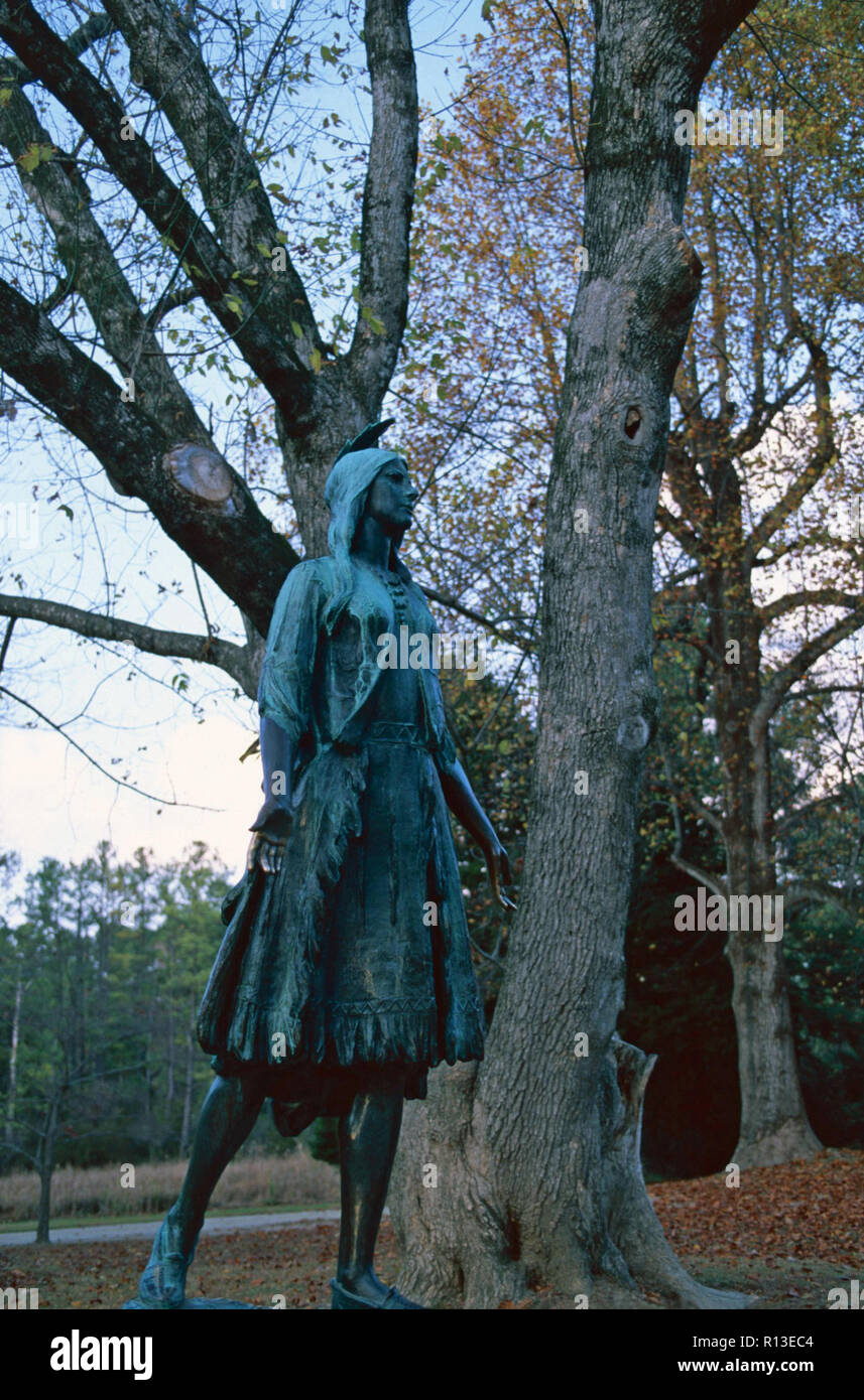 Statue of Pocahontas,Historic Jamestown,Virginia Stock Photo
