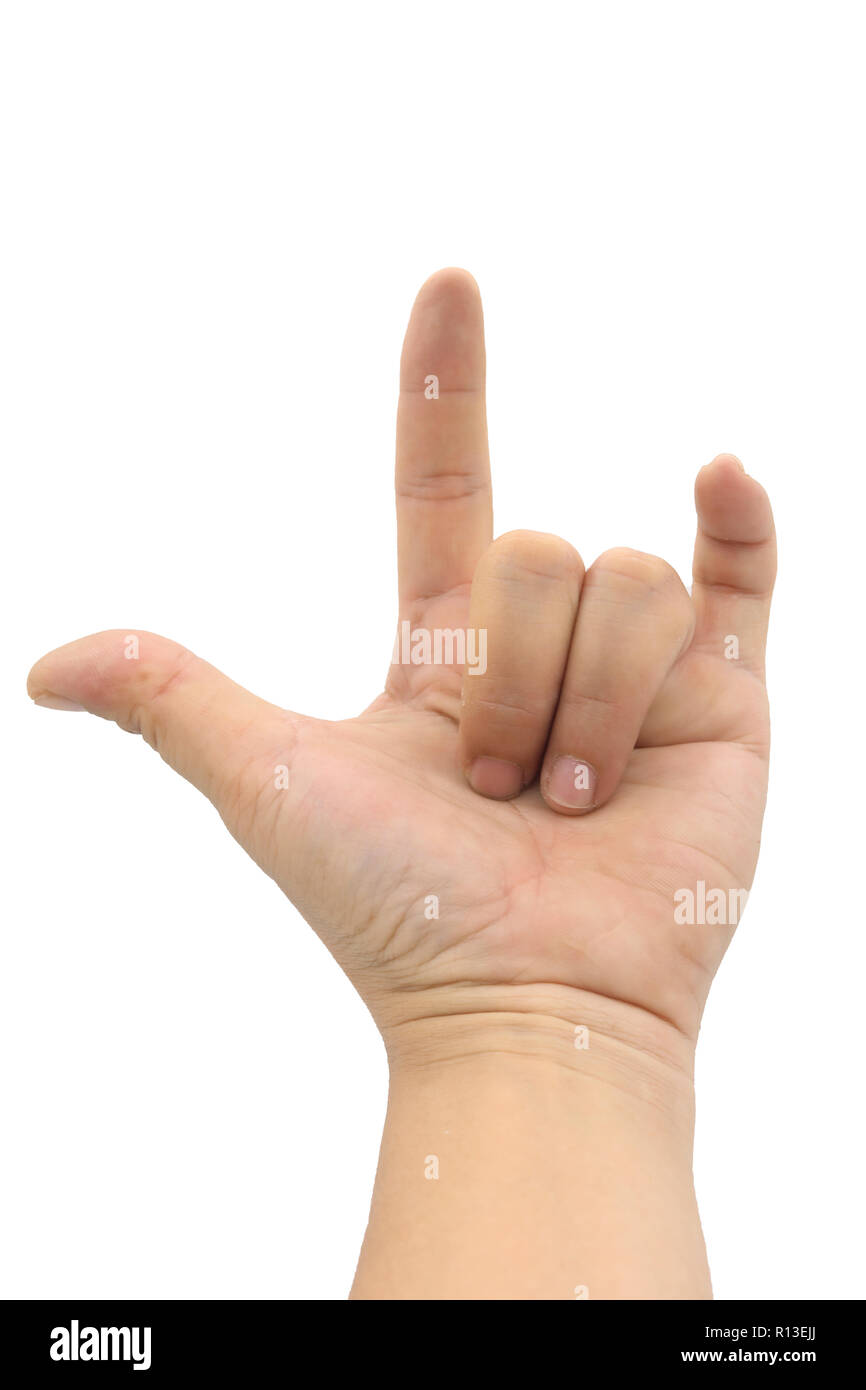 hand on isolated on white background.This had clipping path Stock Photo