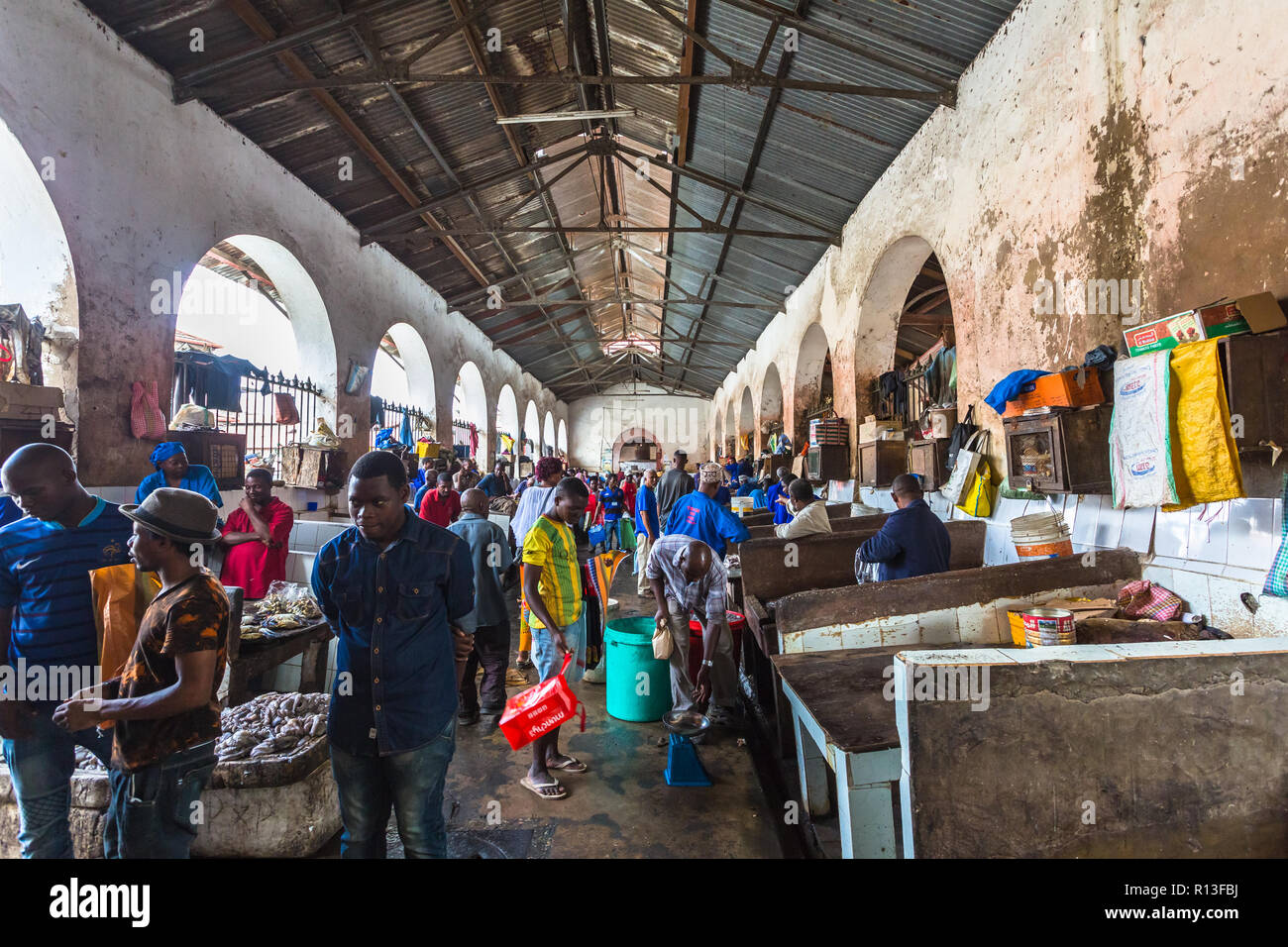 Stone Town, Zanzibar, Tanzania January 29, 2018 Fish market in Stone