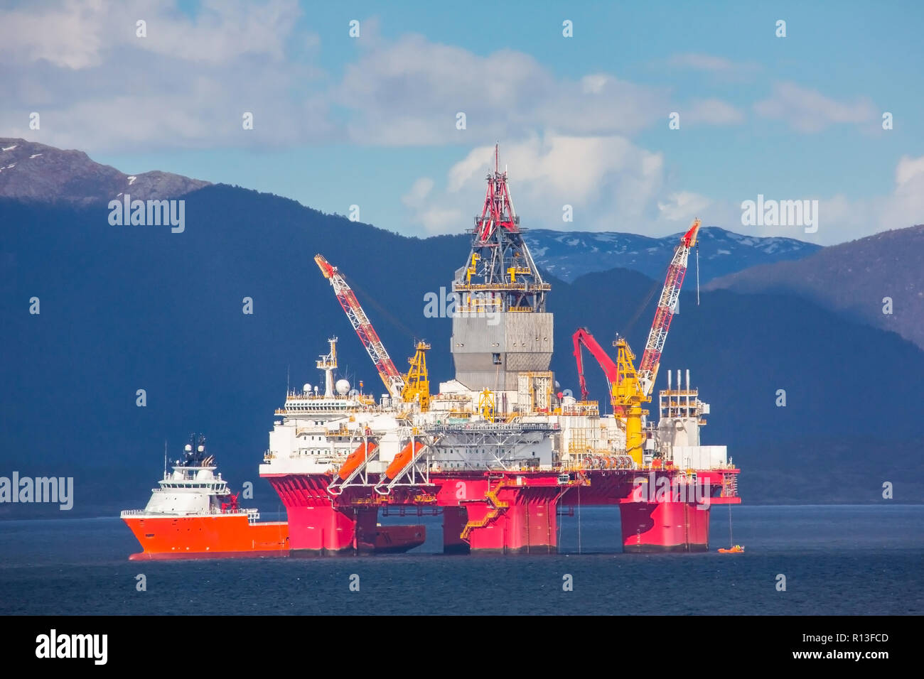 Oil rig near Bergen, Norway. Stock Photo