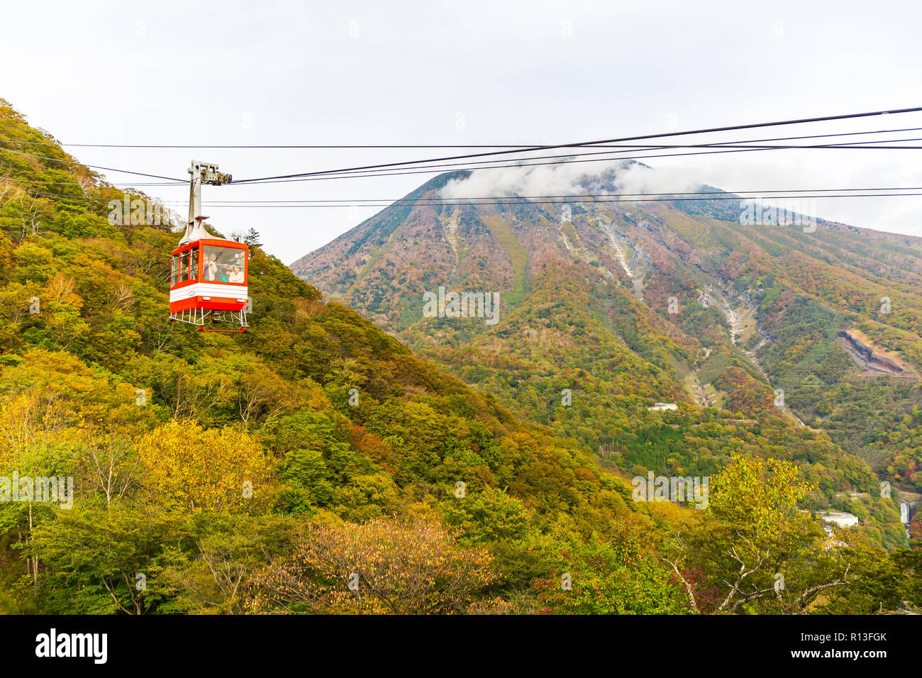 Nikko Ropeway Nikko, Japan - October 16, 2018: Cable car and tourist at Akechidaira ...
