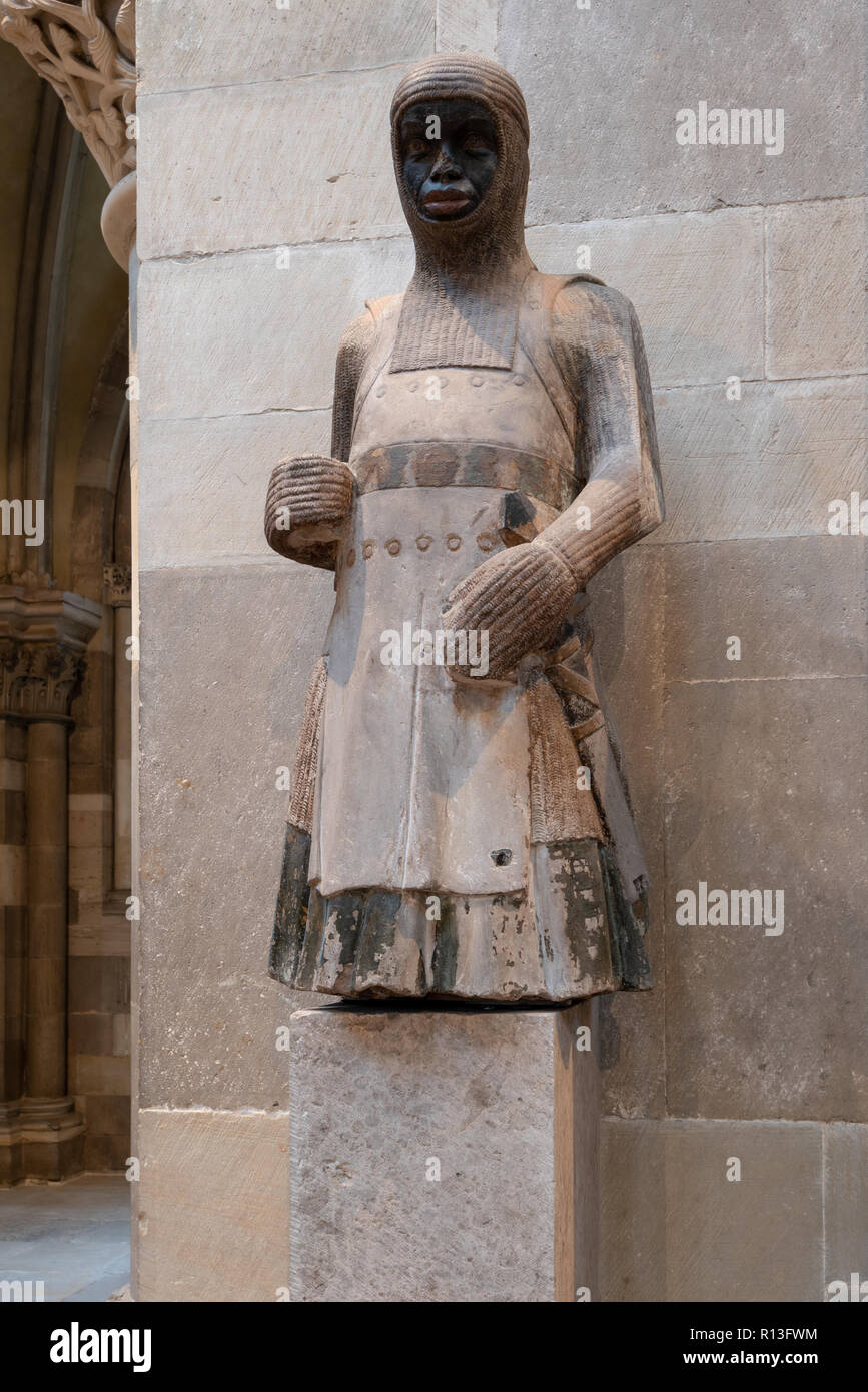 Magdeburg, Germany - November 4, 2018: Saint Mauritius in Magdeburg Cathedral. The sandstone sculpture was built around 1240/50. Stock Photo