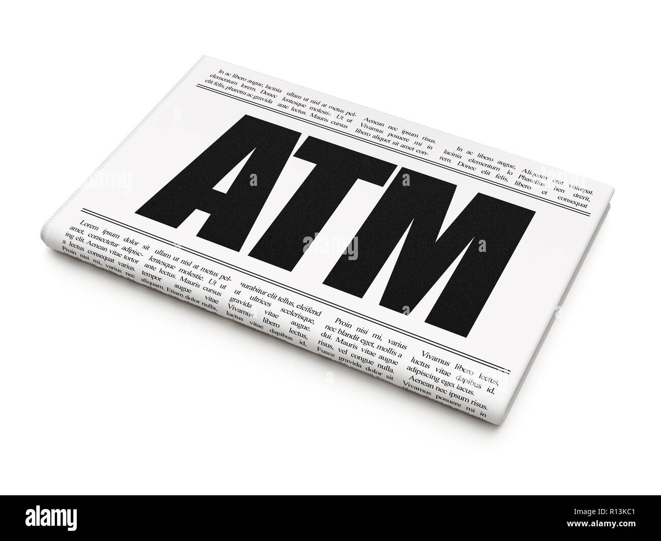 Currency!    Concept Newspaper Headline Word Atm On White - 