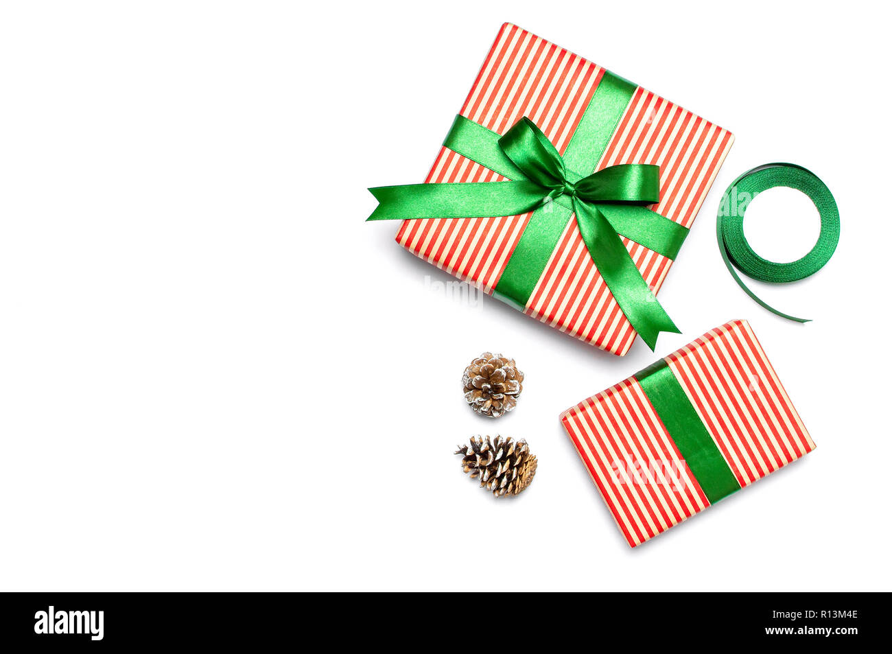 Gifts, Scissors & Wrapping Paper on White Background, Stock Image