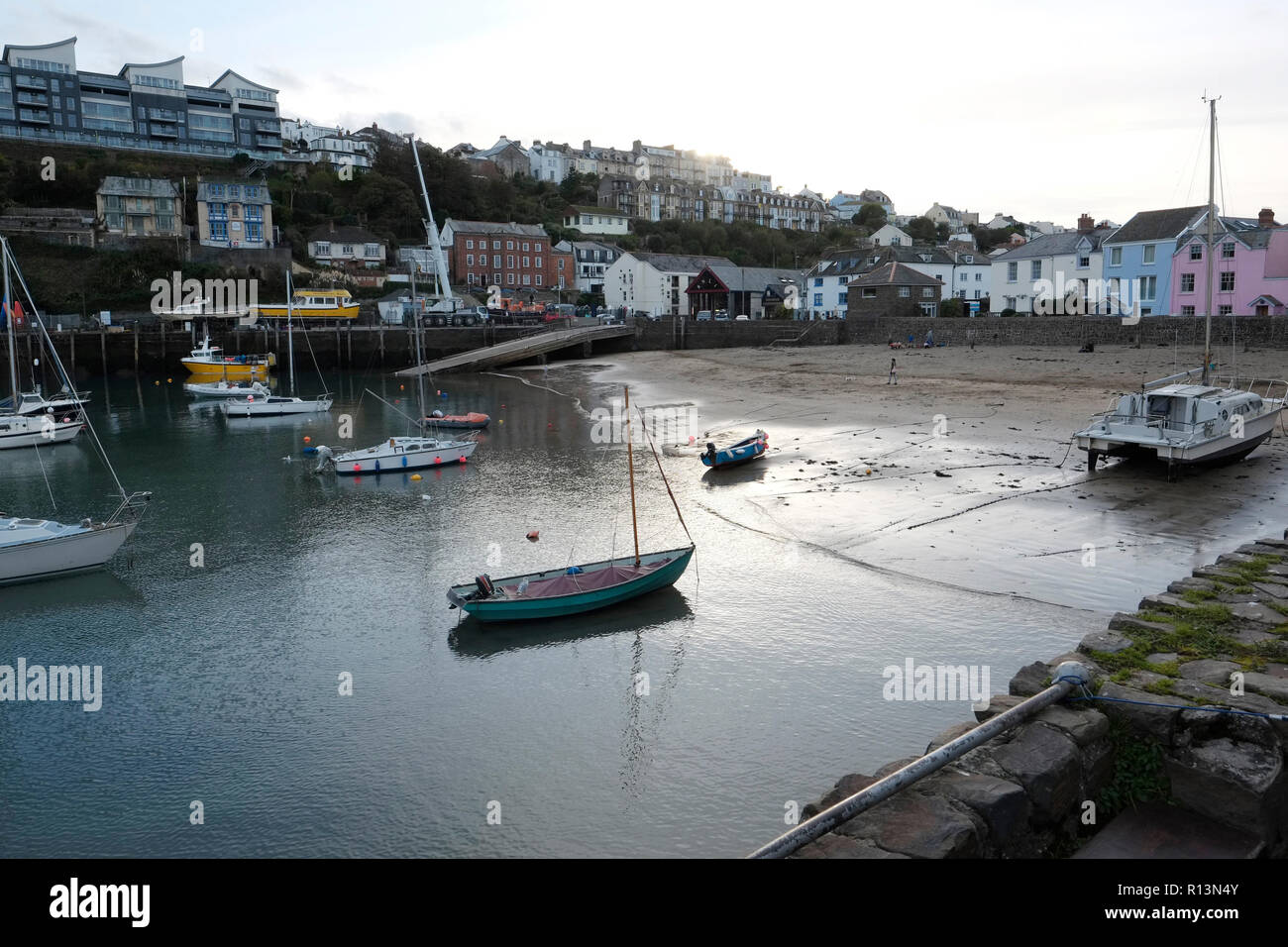 harbour at low tide showing the sandy beach Stock Photo Alamy