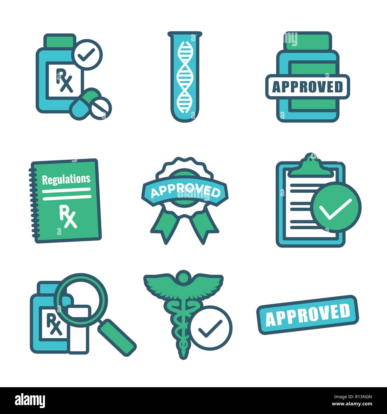 Drug Testing and Safety Icon Set Vector Graphic w Rounded Edges Stock ...