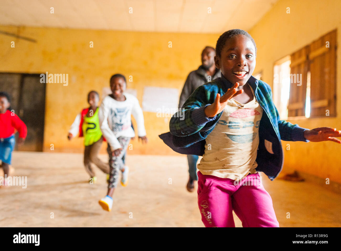 Bafoussam Cameroon Young Smiling African Girls And Boys Running And Bafoussam Cameroon Young Smiling African Girls And Boys Running And