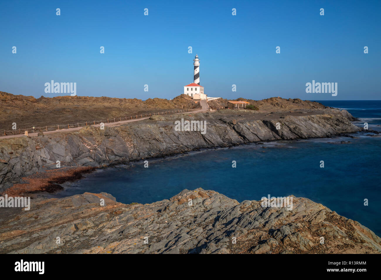Favaritx Lighthouse, Mahon, Menorca, Balearic Islands, Spain, Europe Stock Photo