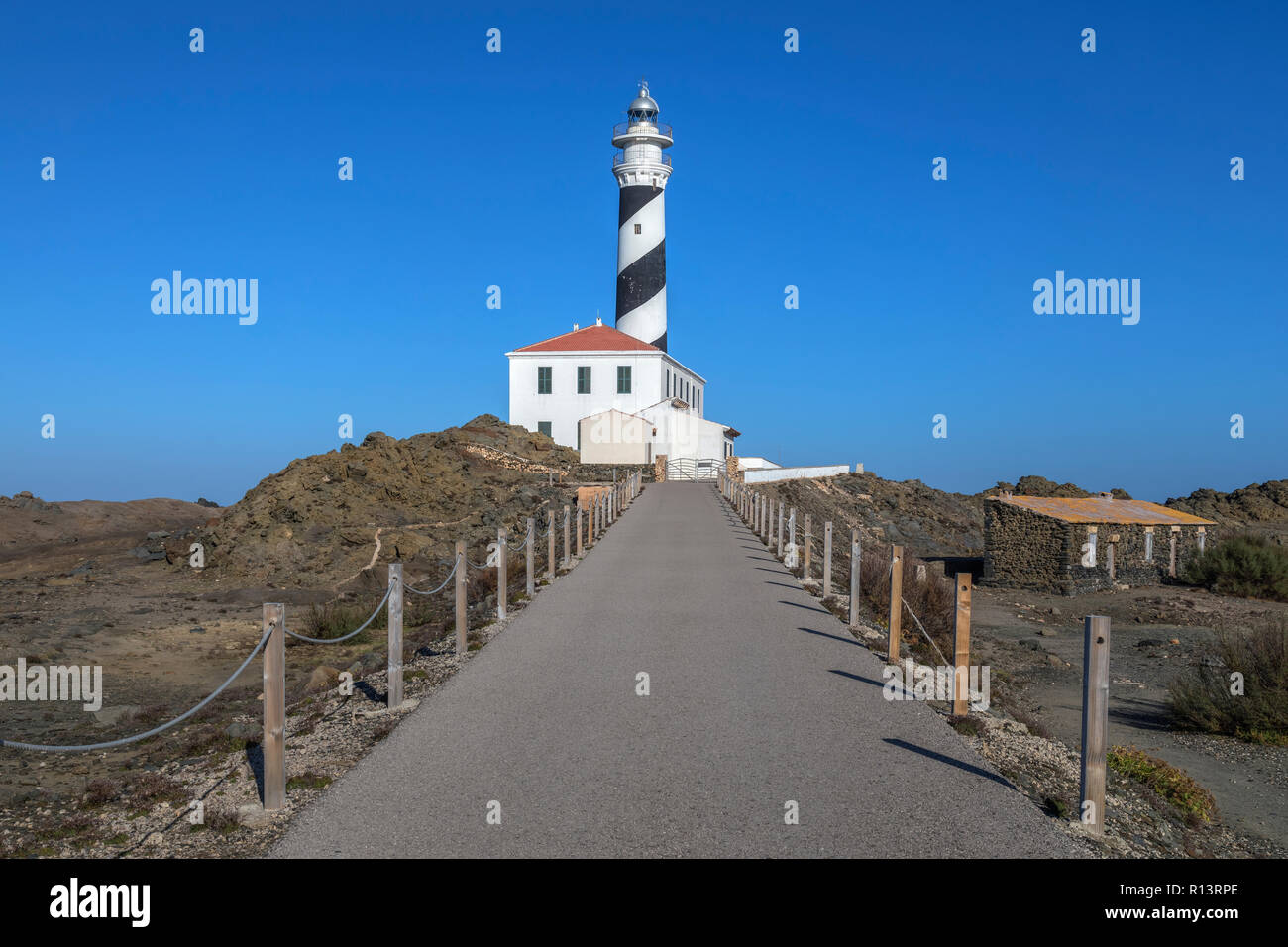 Favaritx Lighthouse, Mahon, Menorca, Balearic Islands, Spain, Europe Stock Photo