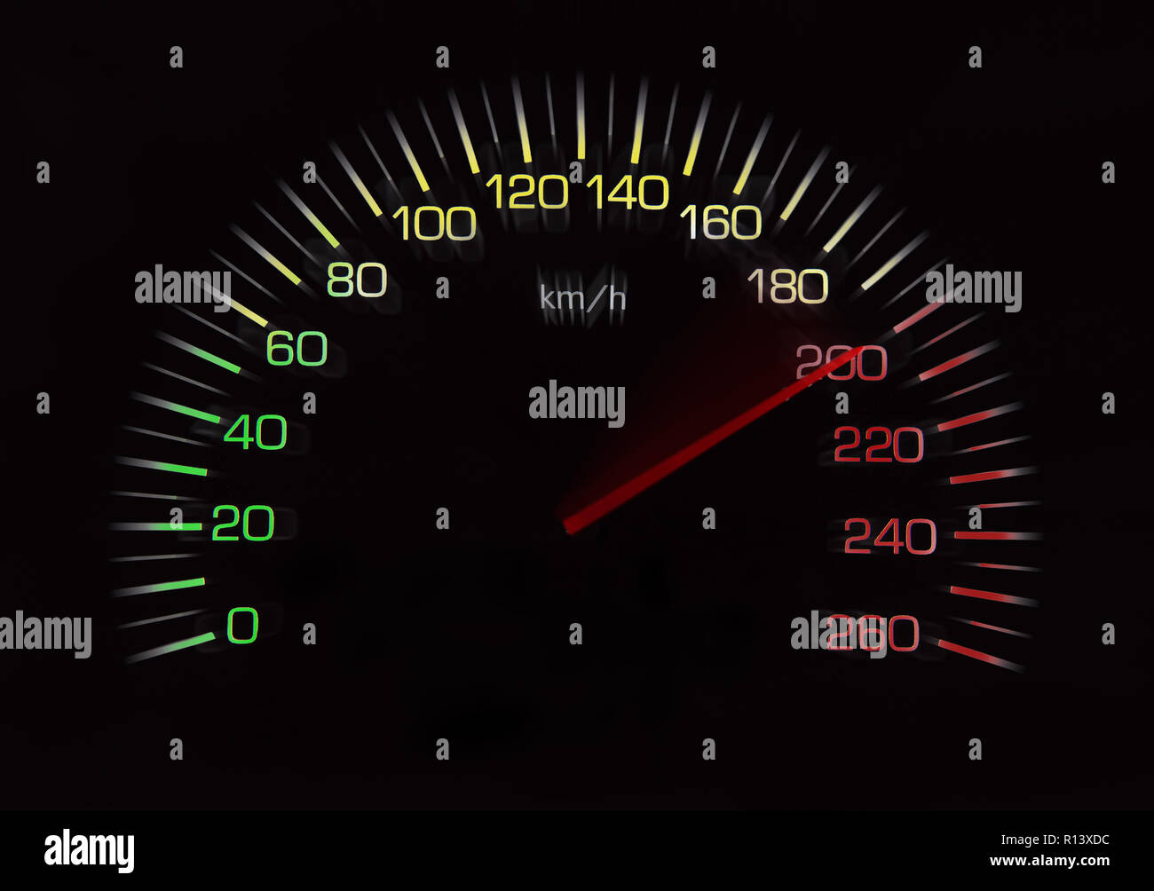 200 Kilometers per hour,light with car mileage with black background,number  of speed,Odometer of car Stock Photo - Alamy