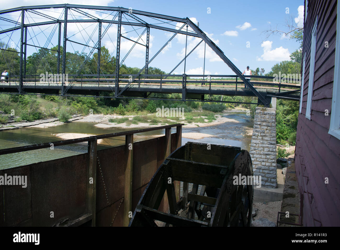 Historic War Eagle Bridge over War Eagle River and War Eagle Mill water