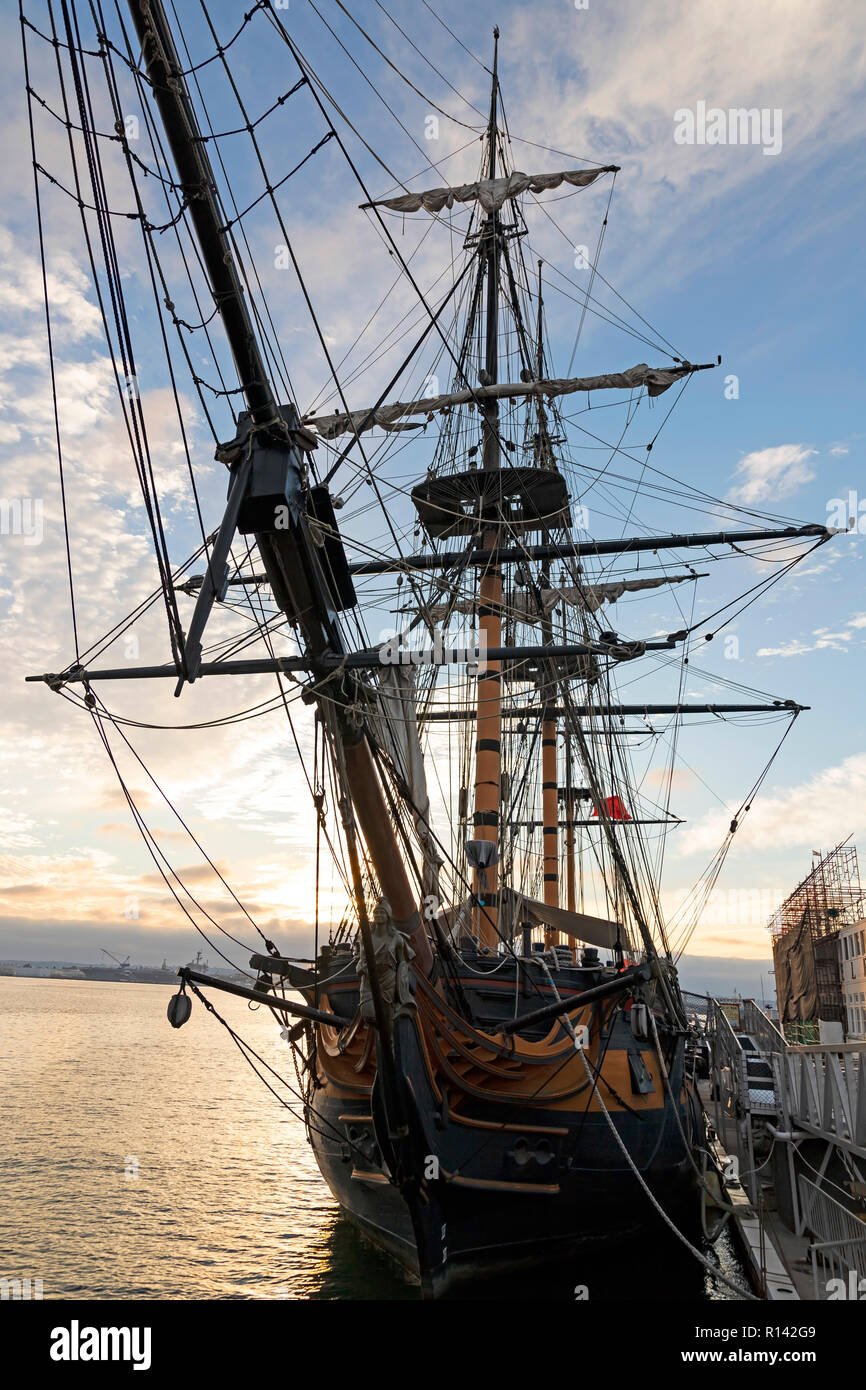 San Diego waterfront old wooden sailing ship Stock Photo - Alamy