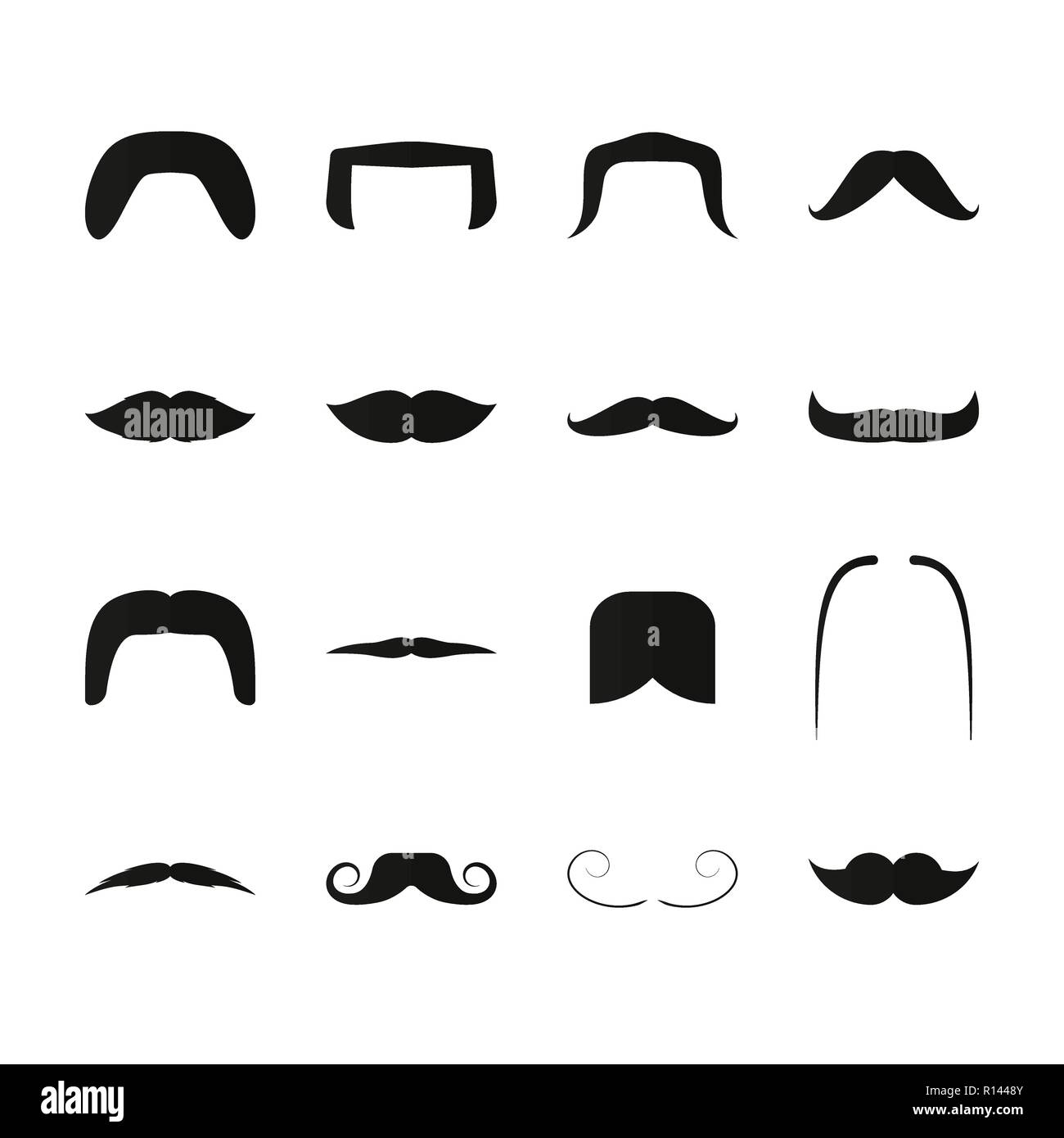 Mustache simple black icons. Retro and modern facial hair style set Stock  Vector Image & Art - Alamy