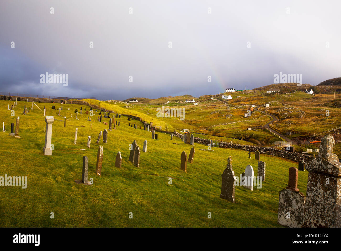 The remote community of Oldshoremore with its cemetery, in Sutherland