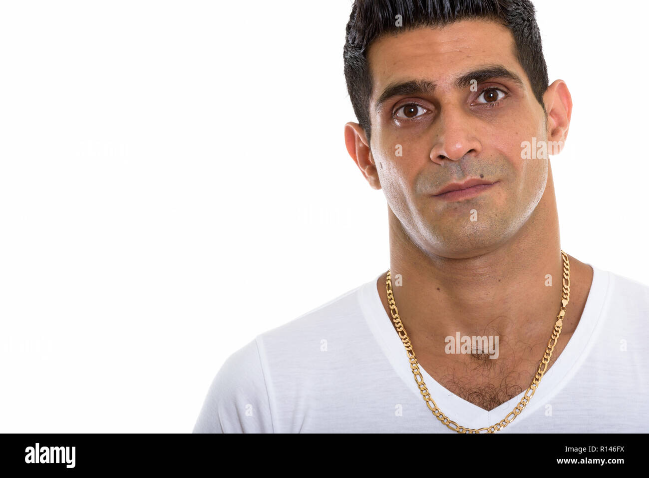 Close up of young muscular Persian man Stock Photo