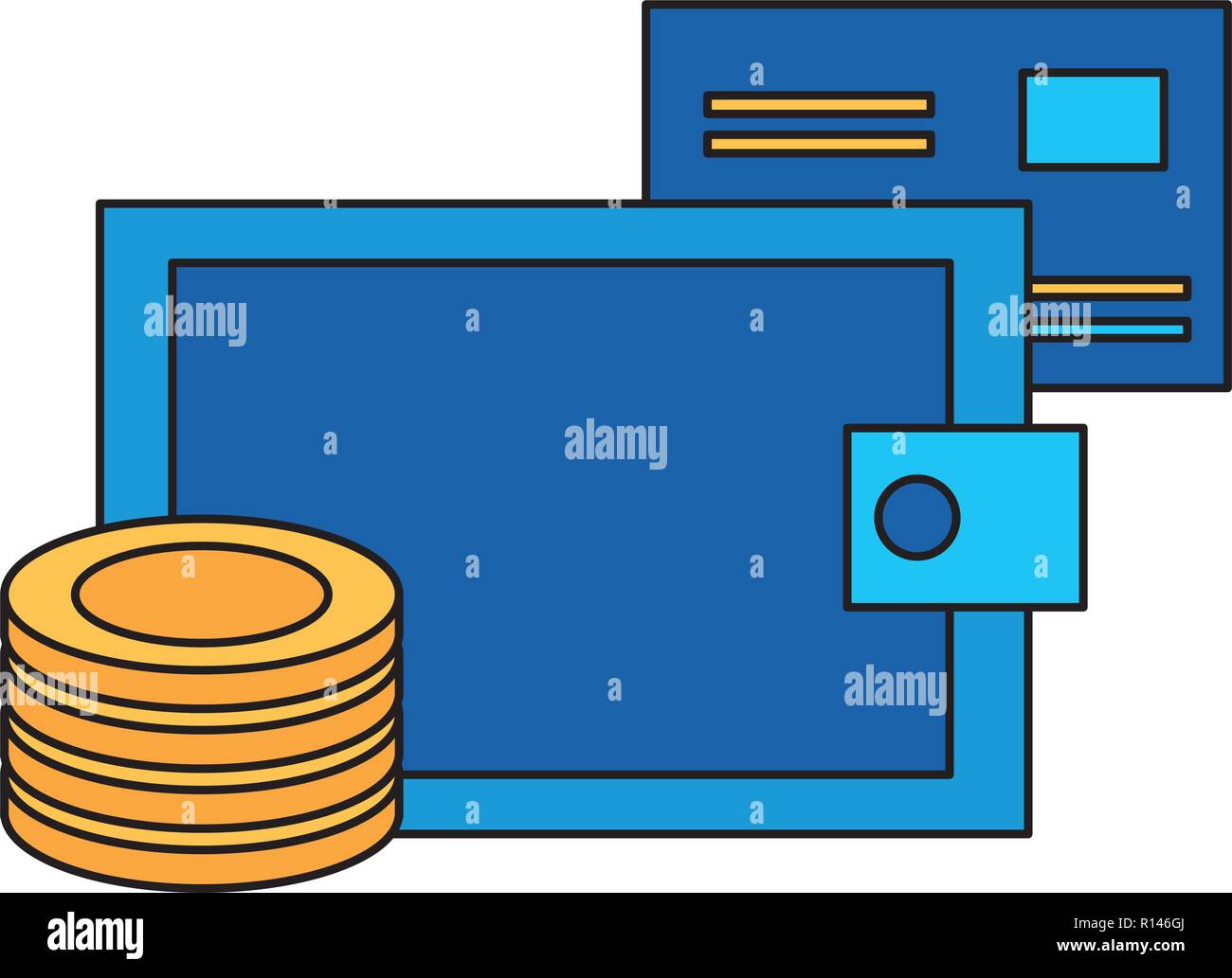 wallet money bank card online buying ecommerce vector illustration ...