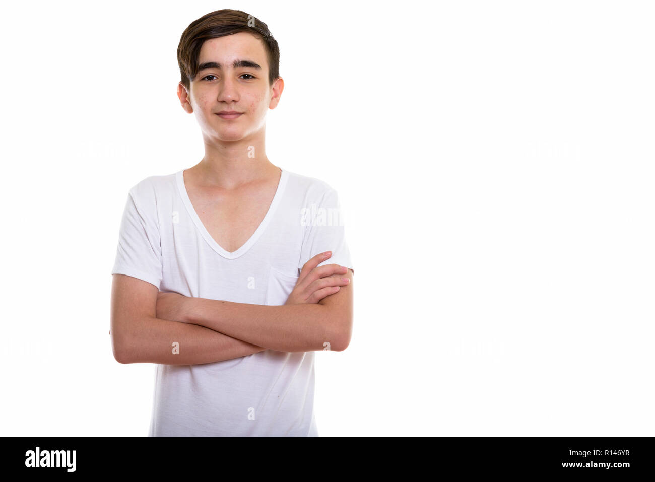 Portrait of Punk Pre-teen Boy Wearing Sunglasses with Arms Crossed Over  White Background Stock Photo - Image of 1012, preteen: 29673998