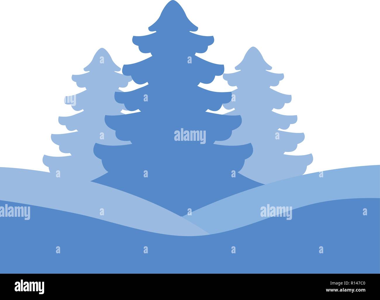 winter landscape trees forest nature vector illustration Stock Vector ...