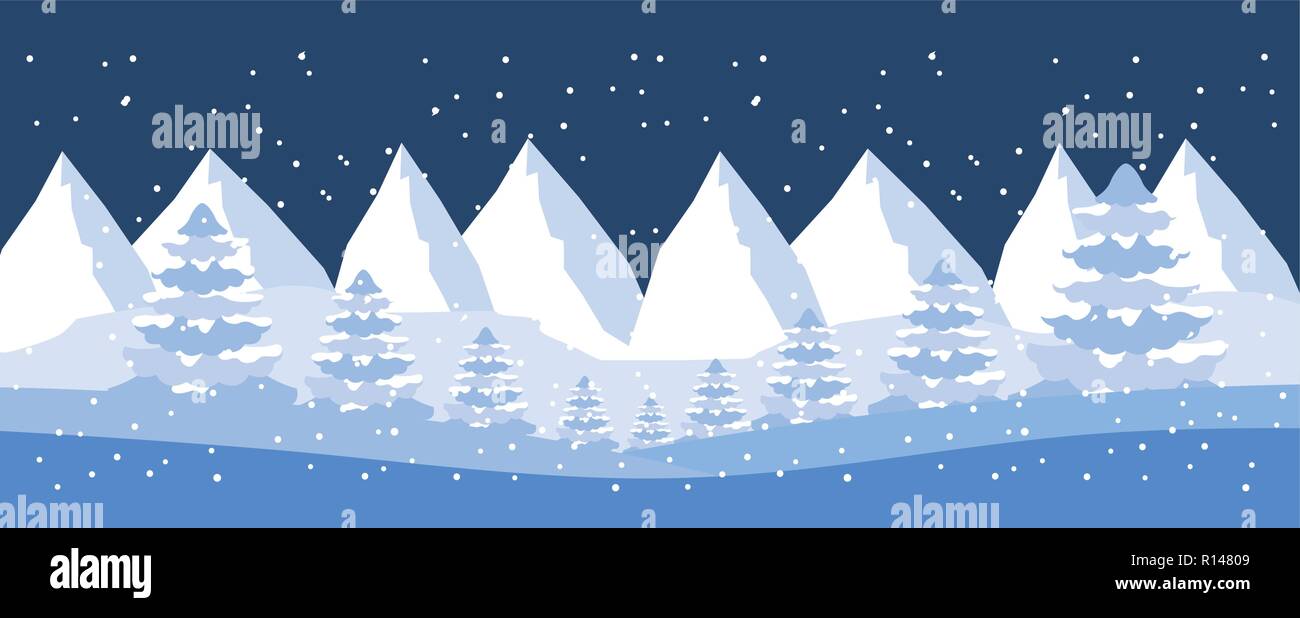winter landscape trees forest nature vector illustration Stock Vector ...