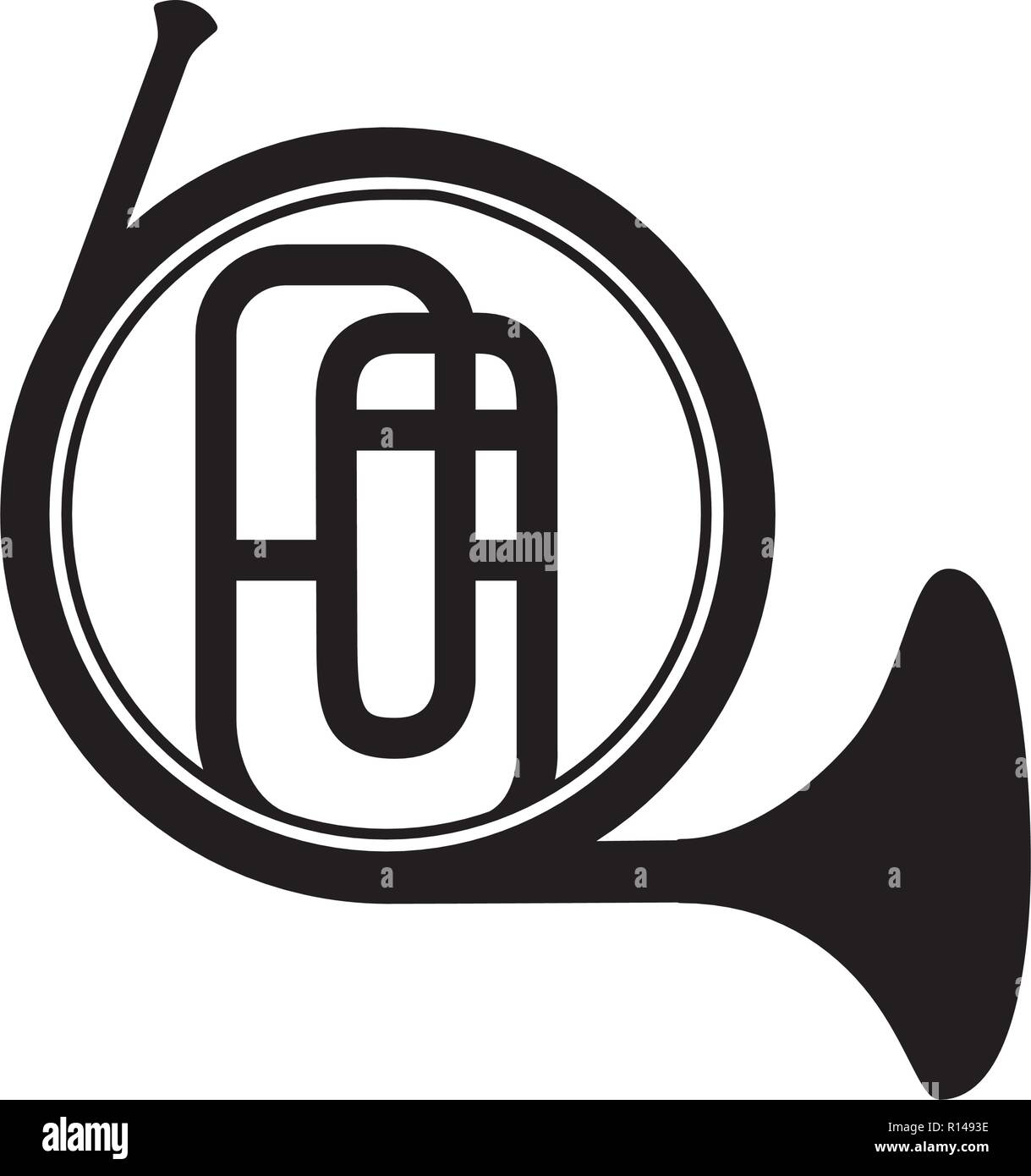 french horn instrument on white background vector illustration Stock ...