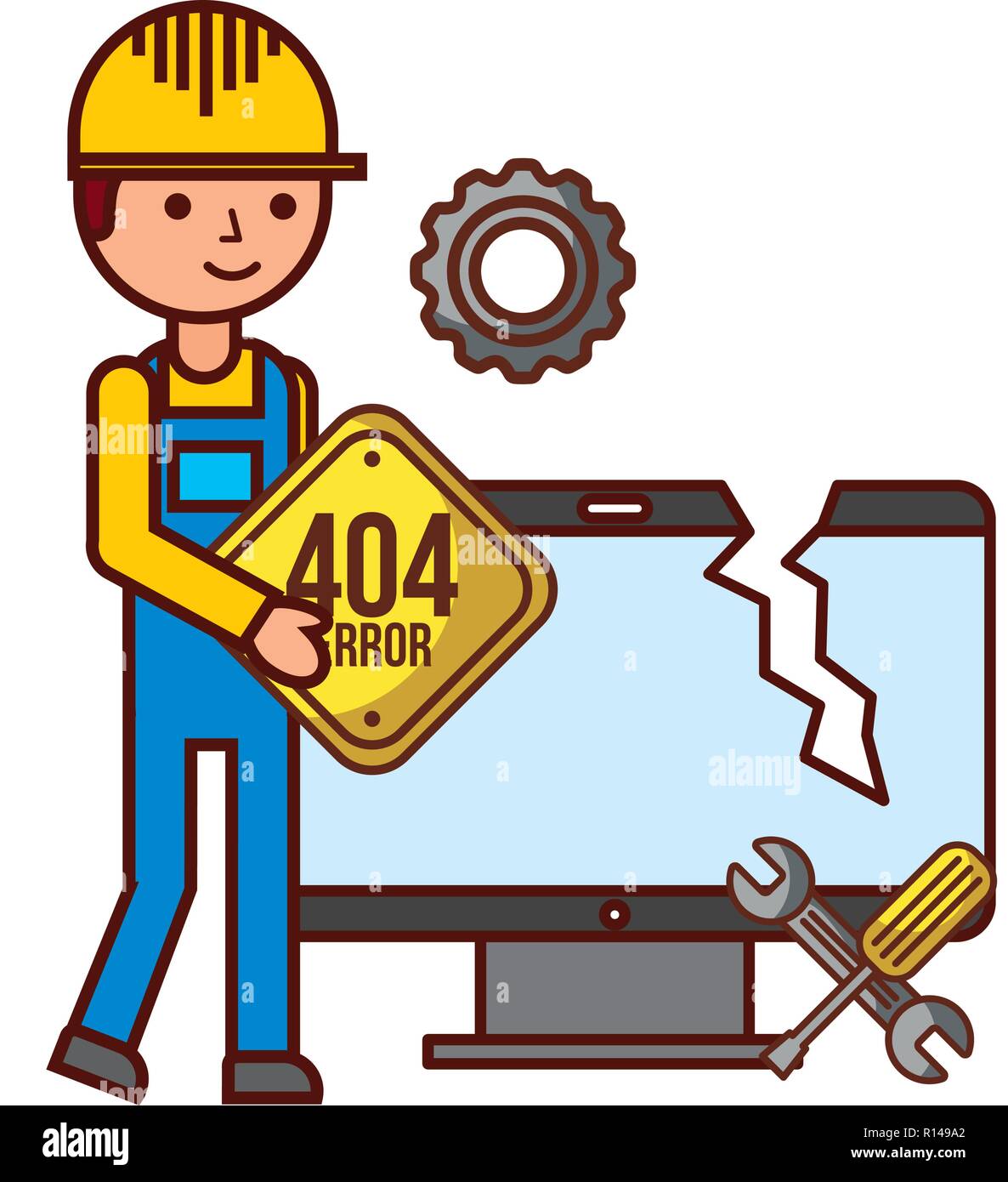 builder computer support tools error vector illustration Stock Vector