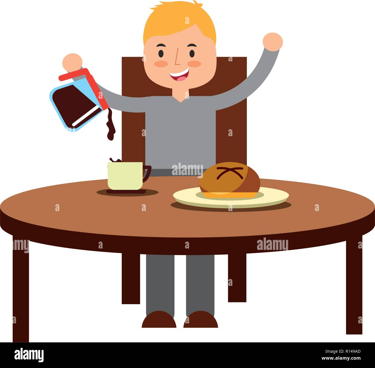 boy eating breakfast in the table vector illustration Stock Vector ...
