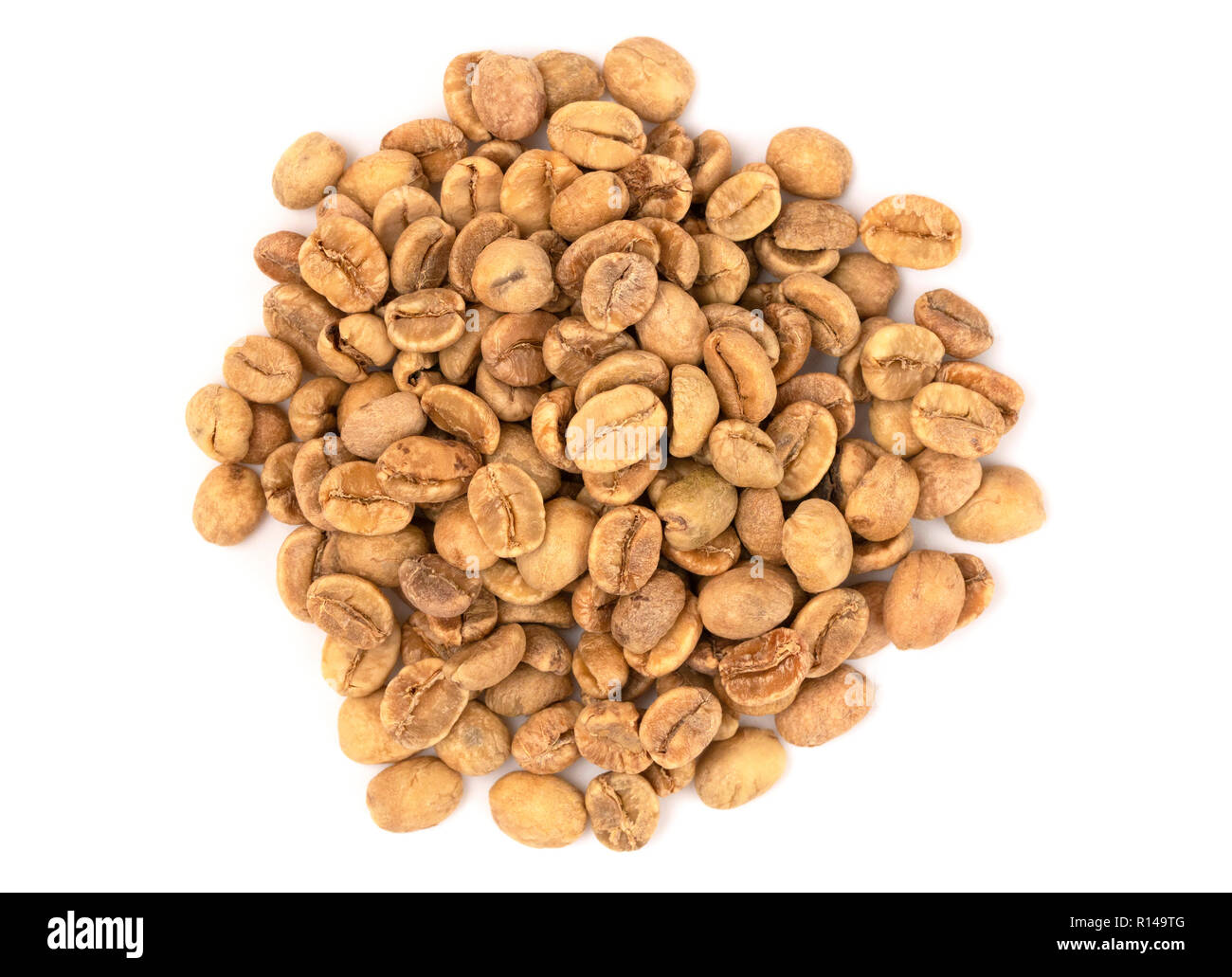 A Pile of Raw Green Coffee Beans on a White Background Stock Photo - Alamy