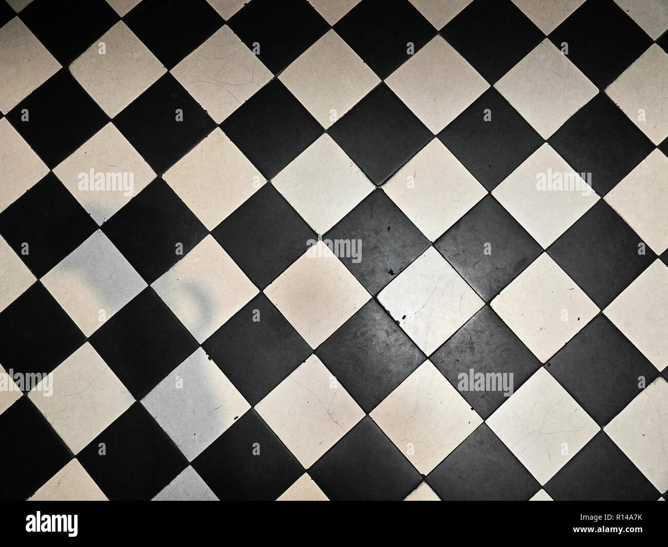 View of a black and white floor pattern Stock Photo