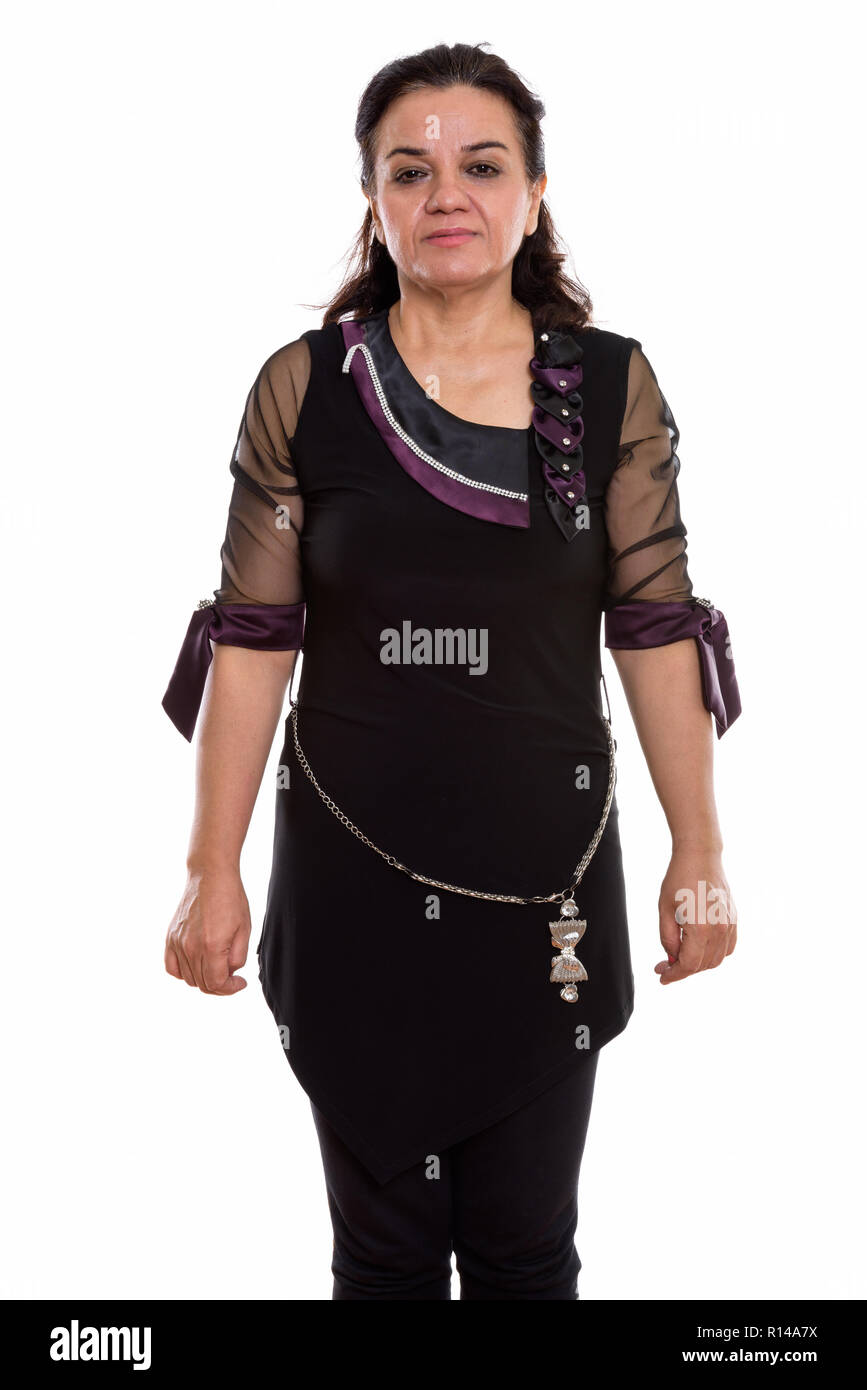 Studio shot of mature Persian woman standing Stock Photo Alamy