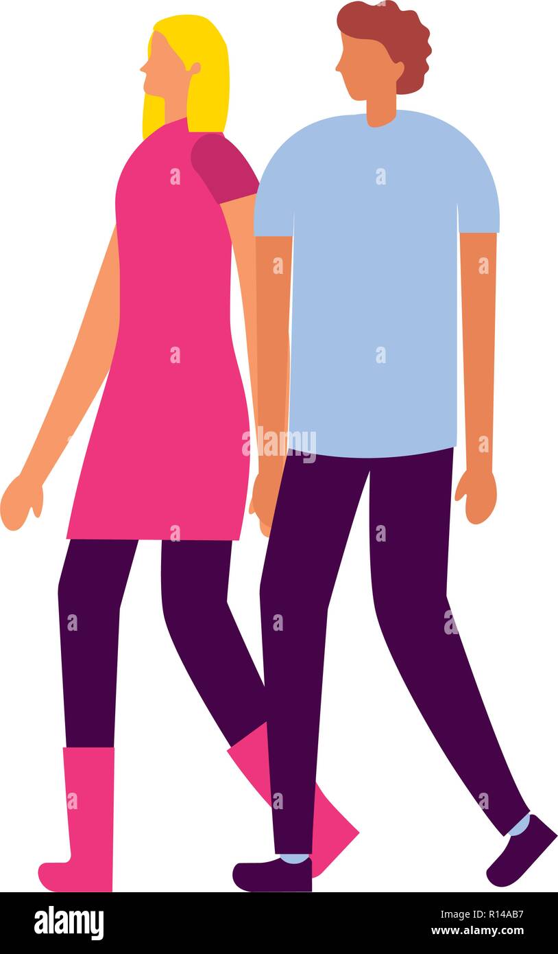 couple holding hands on white background vector illustration Stock ...