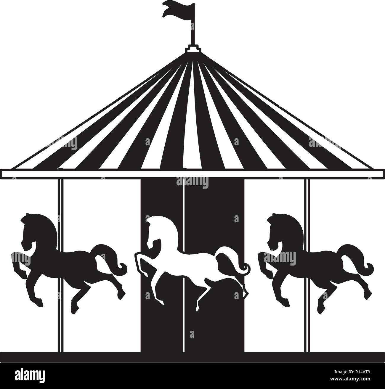 carousel horses fun fair circus carnival vector illustration Stock ...