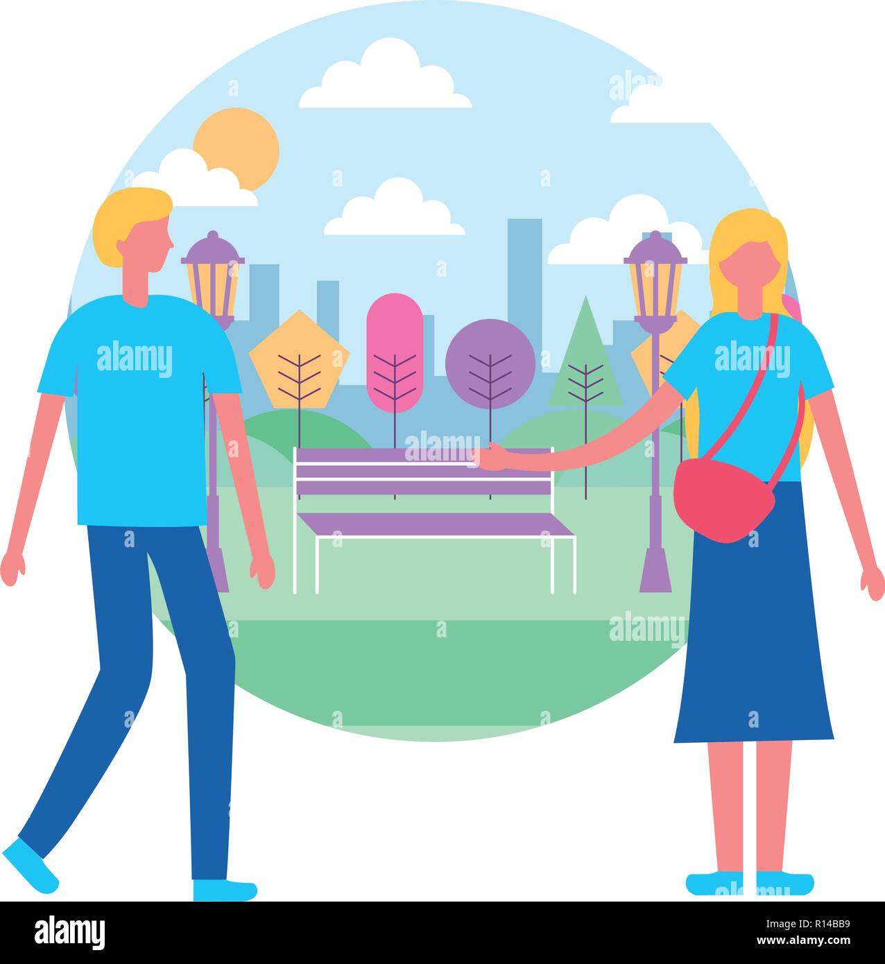 couple together in the park vector illustration Stock Vector Image ...