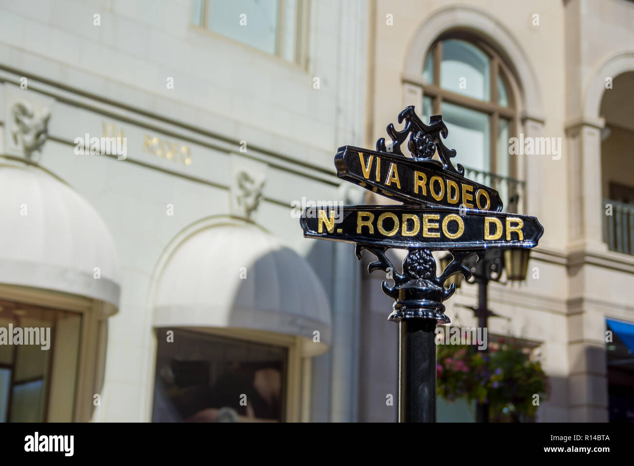 Via Rodeo Street Sign Rodeo Drive Stock Photo 1371575417