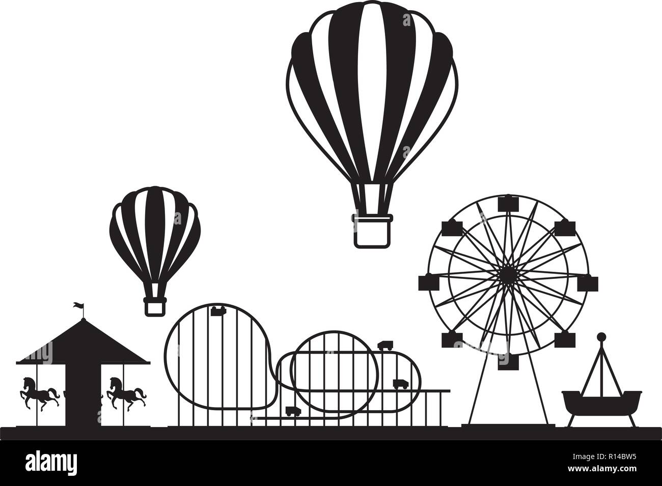 ferris wheel roller coaster carousel air balloons fun fair carnival ...