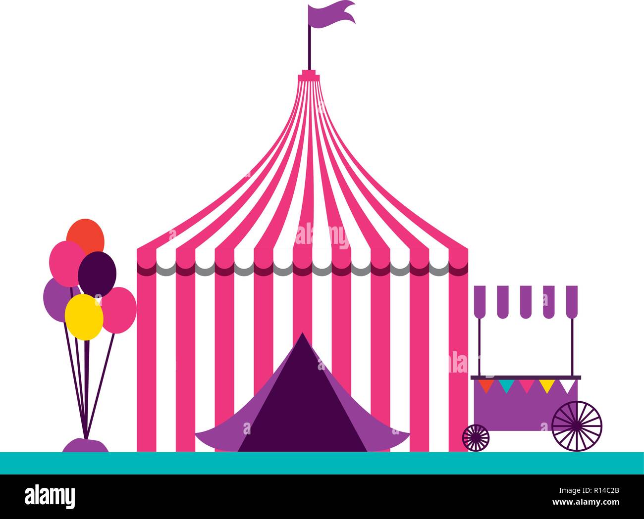 tent balloons booth fun fair carnival vector illustration Stock Vector ...