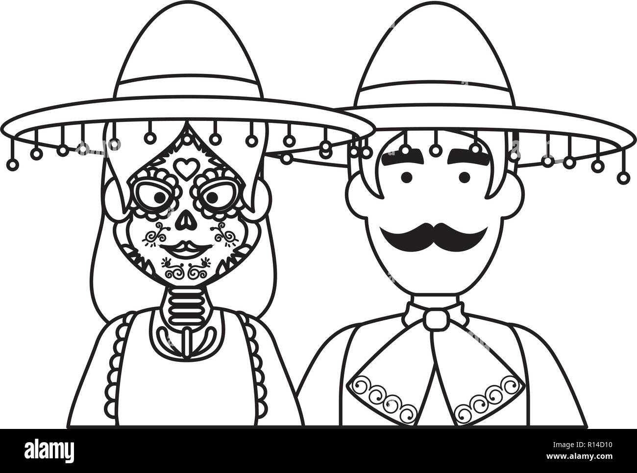 couple with mexican costume characters vector illustration design Stock