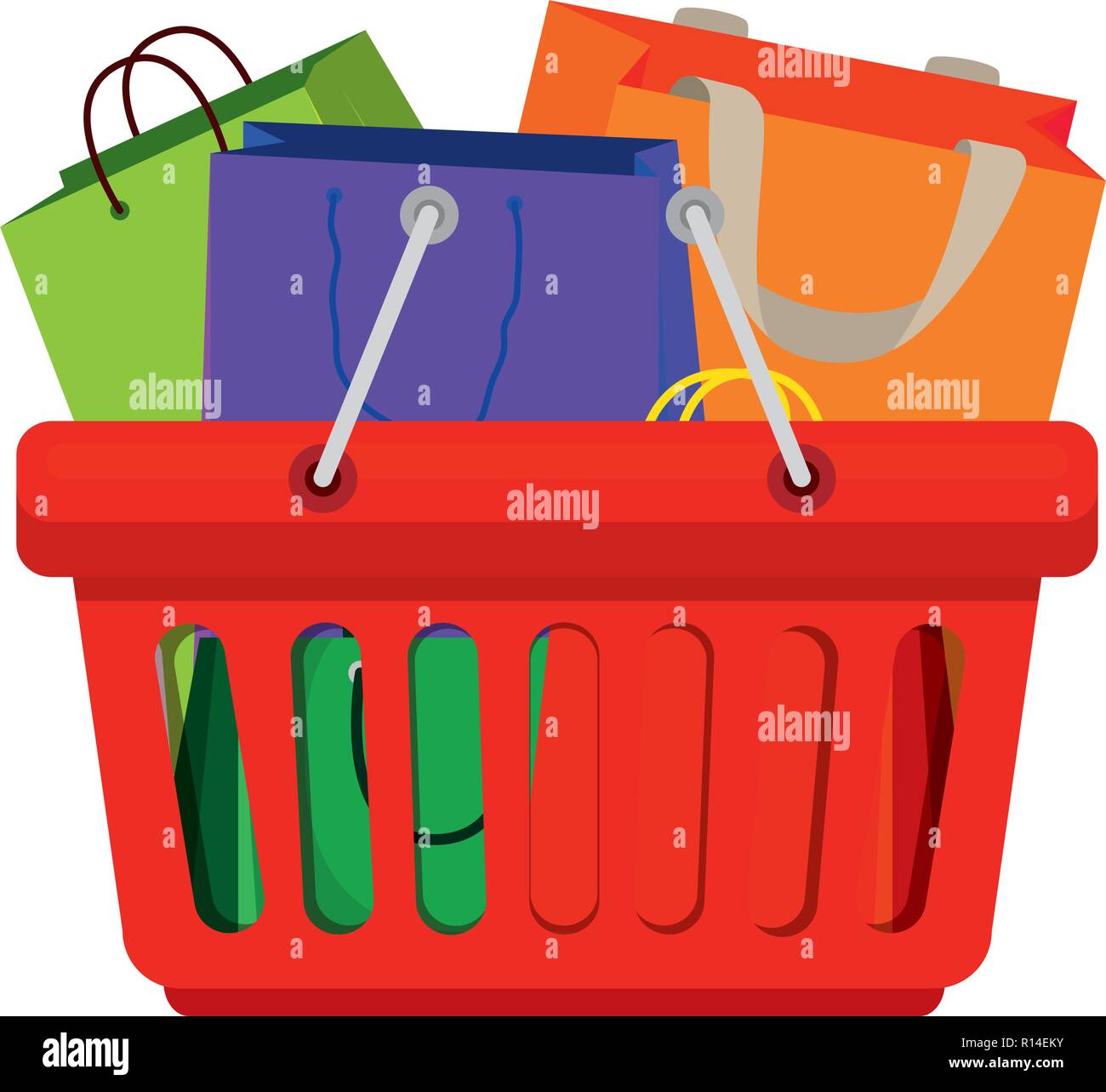 shopping basket with bags vector illustration design Stock Vector Image ...